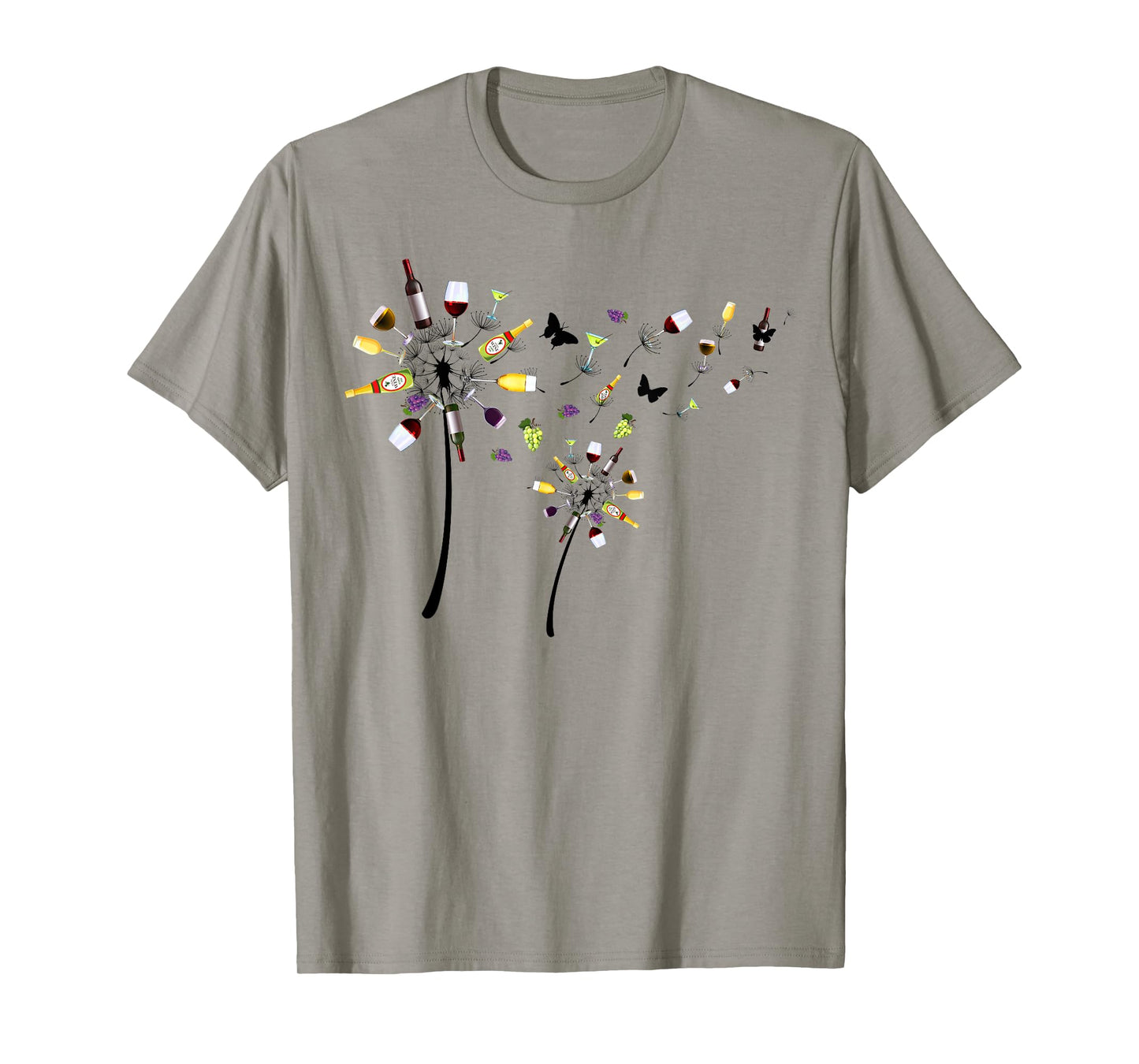 Funny Dandelion Flowers Wine Glasses Bottles Drinkers Team T-Shirt