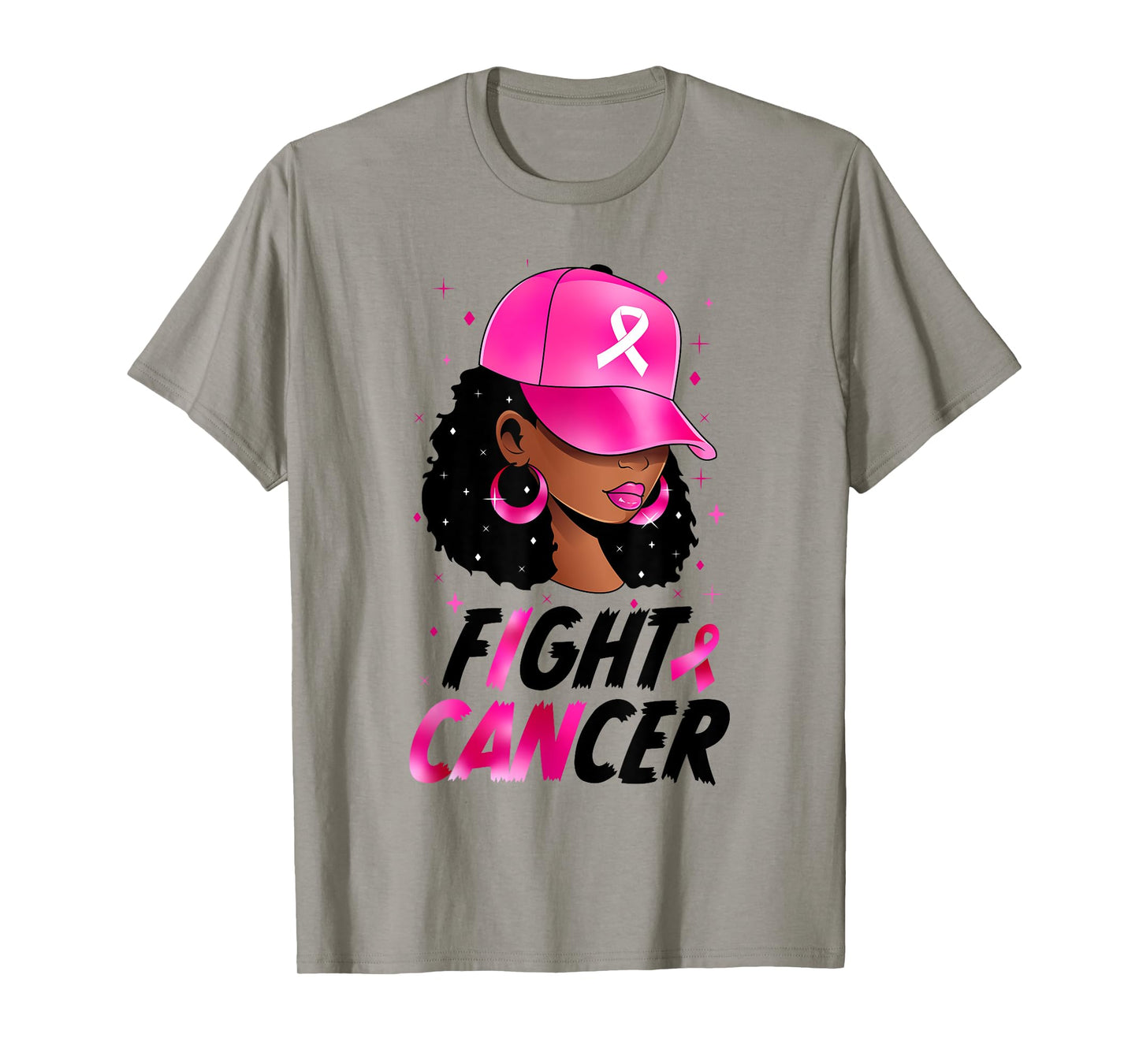 Black Girl Black Woman Breast Cancer Awareness Pink Ribbon T-Shirt