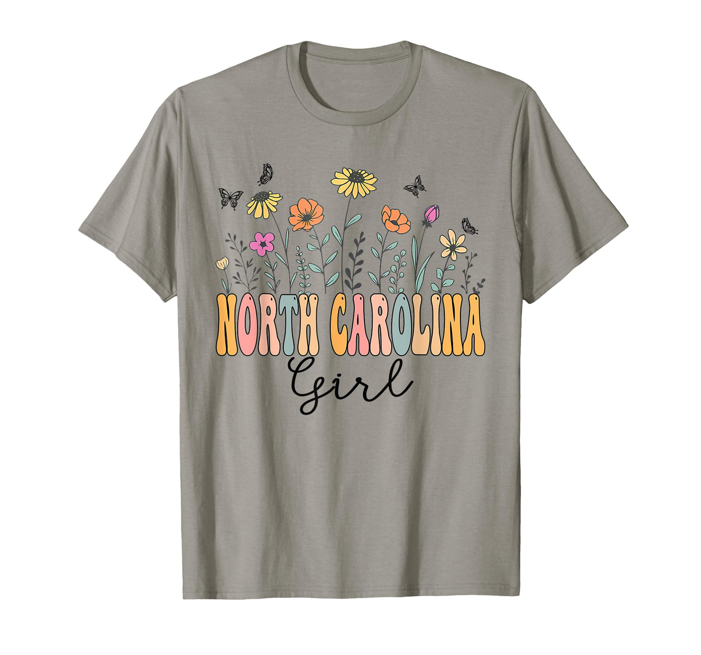North Carolina Girl Wildflower Groovy North Carolina Lover T-Shirt