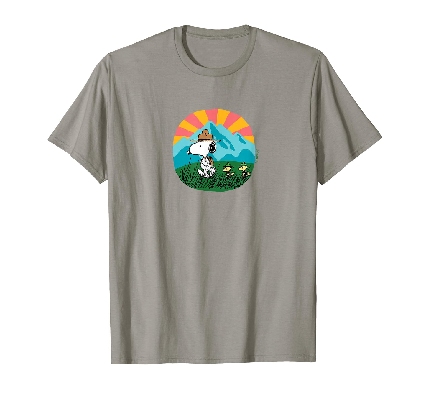 Peanuts - Snoopy and Woodstock Hiking Mountain T-Shirt