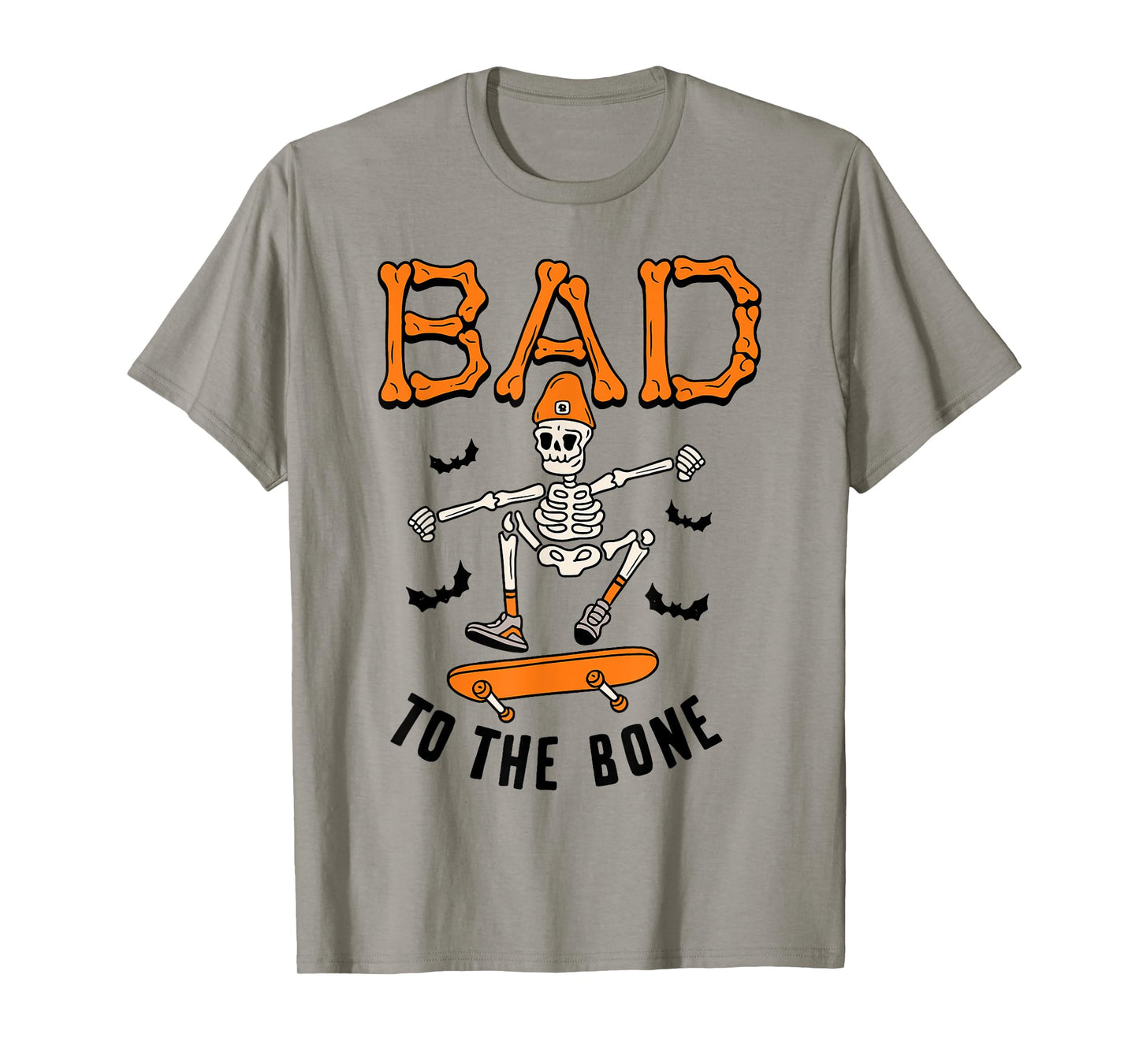 Funny Bad to The Bone Skeleton Skateboard Halloween Costume T-Shirt