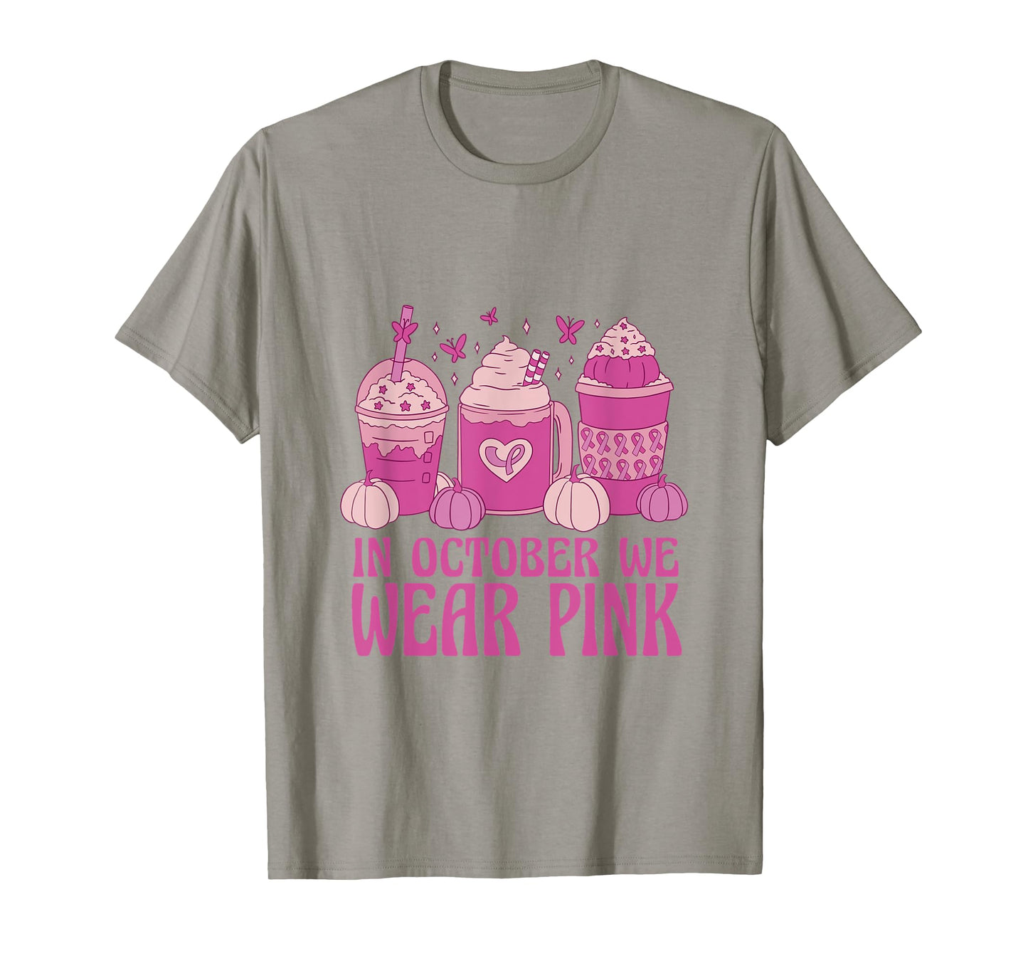 Women In October We Wear Pink Halloween Breast Cancer Coffee T-Shirt