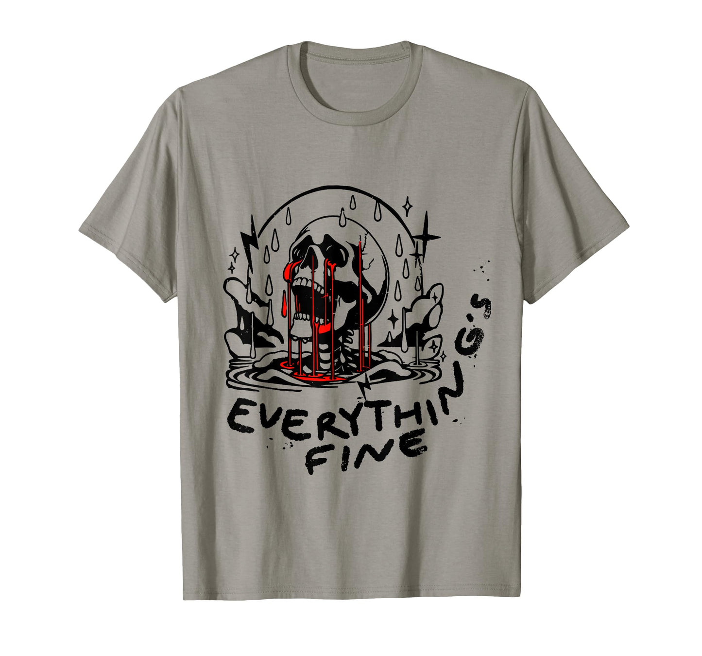Everything is Fine Skull Shirt Funny Grunge Skeleton T-Shirt