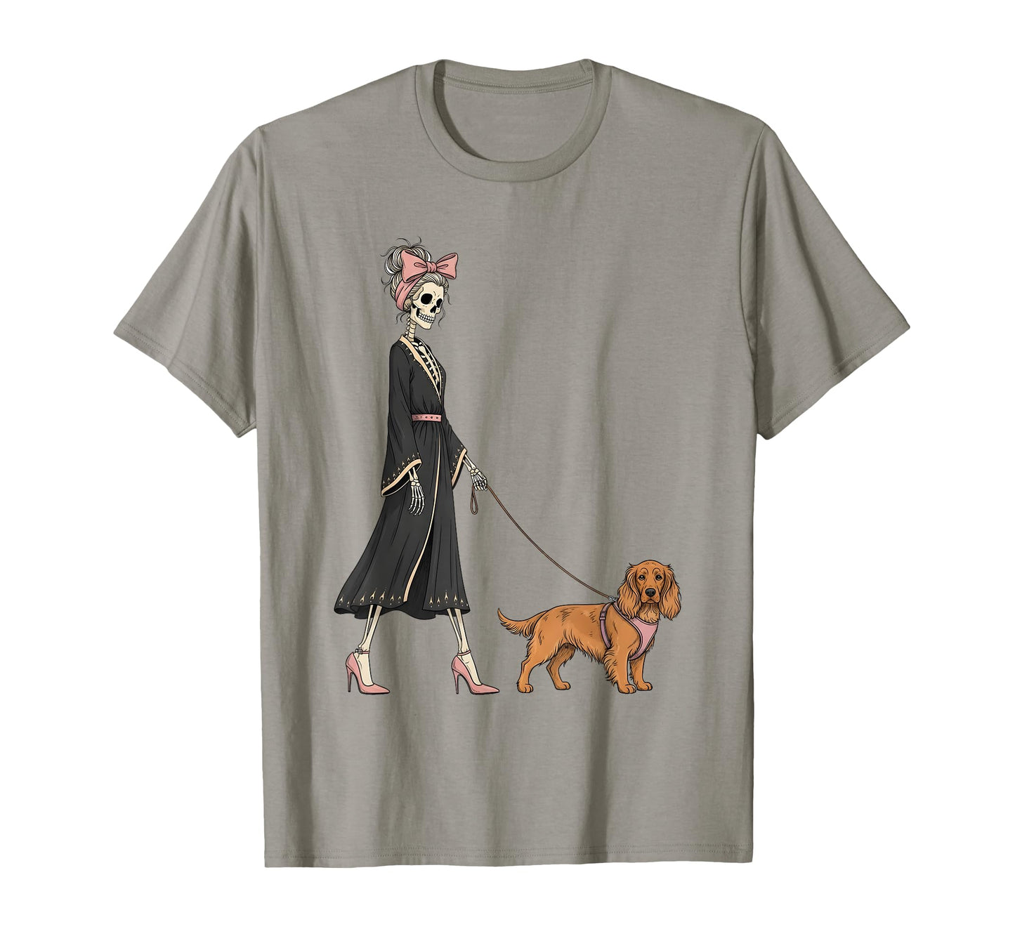 Skeleton Sussex Spaniel Dog Walking Halloween Women T-Shirt