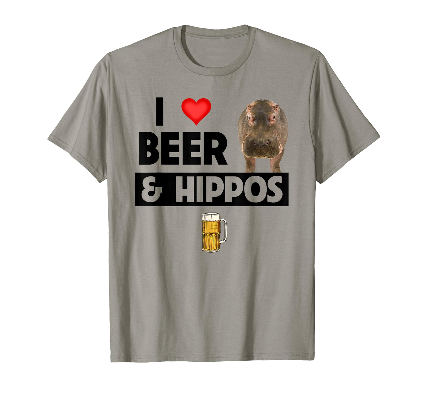 I Love Beer and Hippos Drinking Wildlife Safari Animals T-Shirt