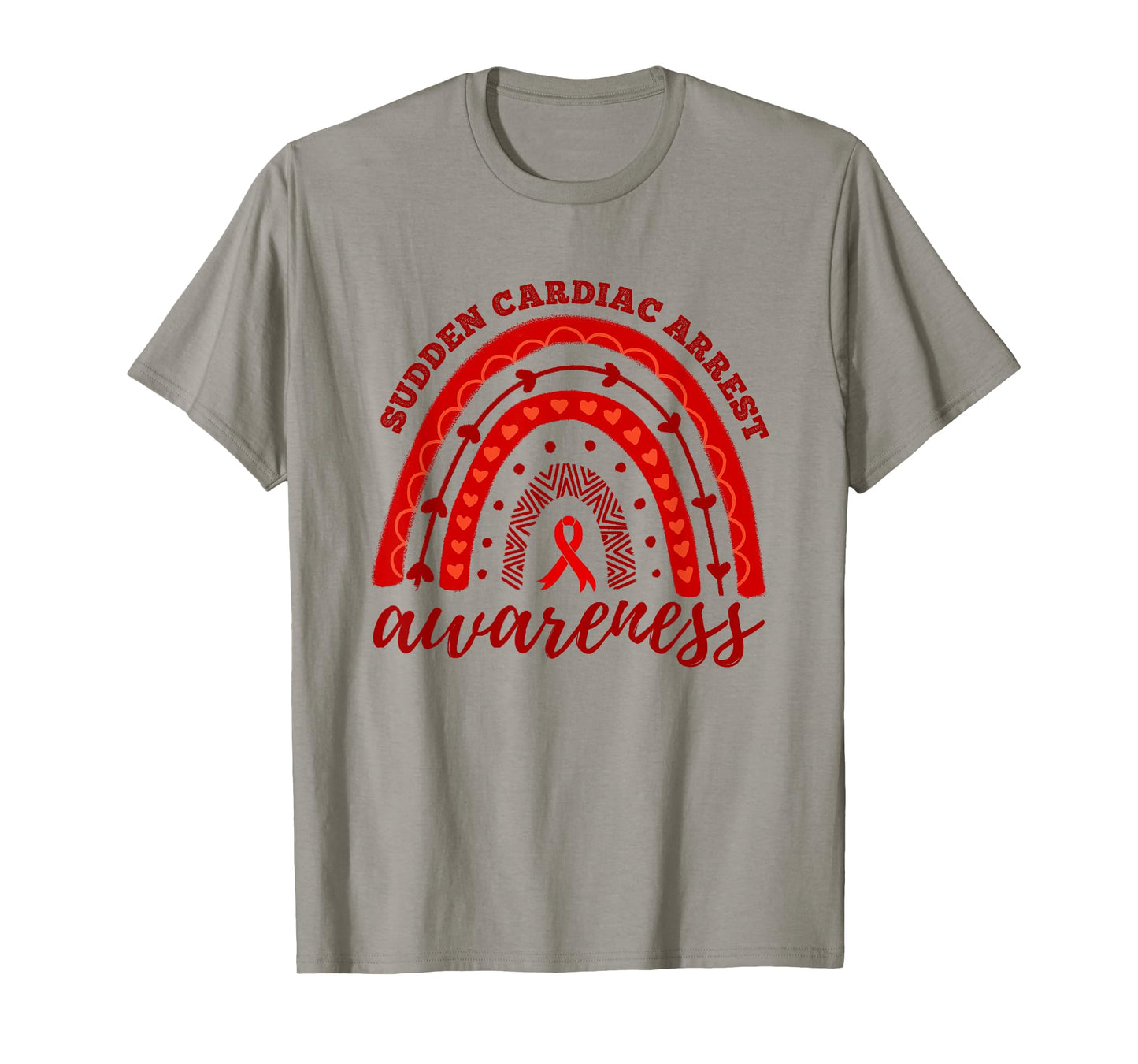 Rainbow Red Ribbon Sudden Cardiac Arrest Awareness T-Shirt