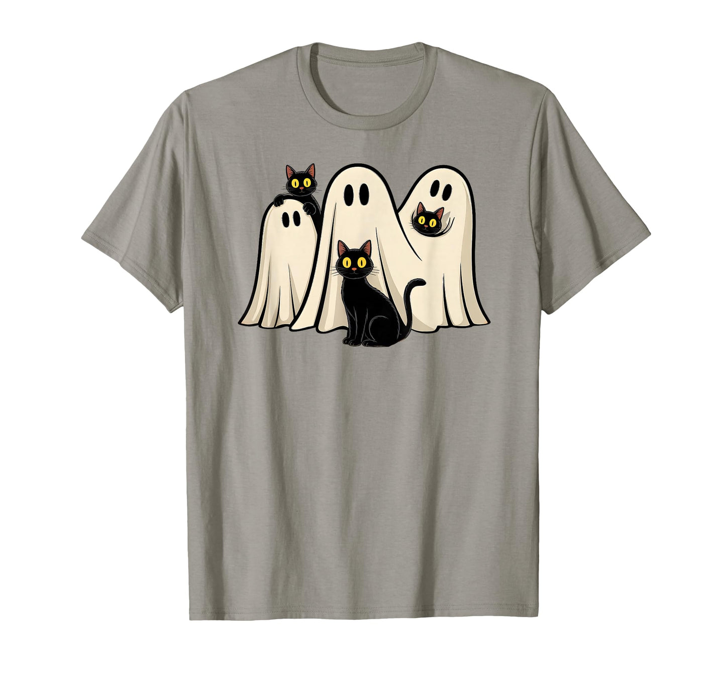 Black Cat Ghost Halloween Costume Men Women Kids Cat Lovers T-Shirt