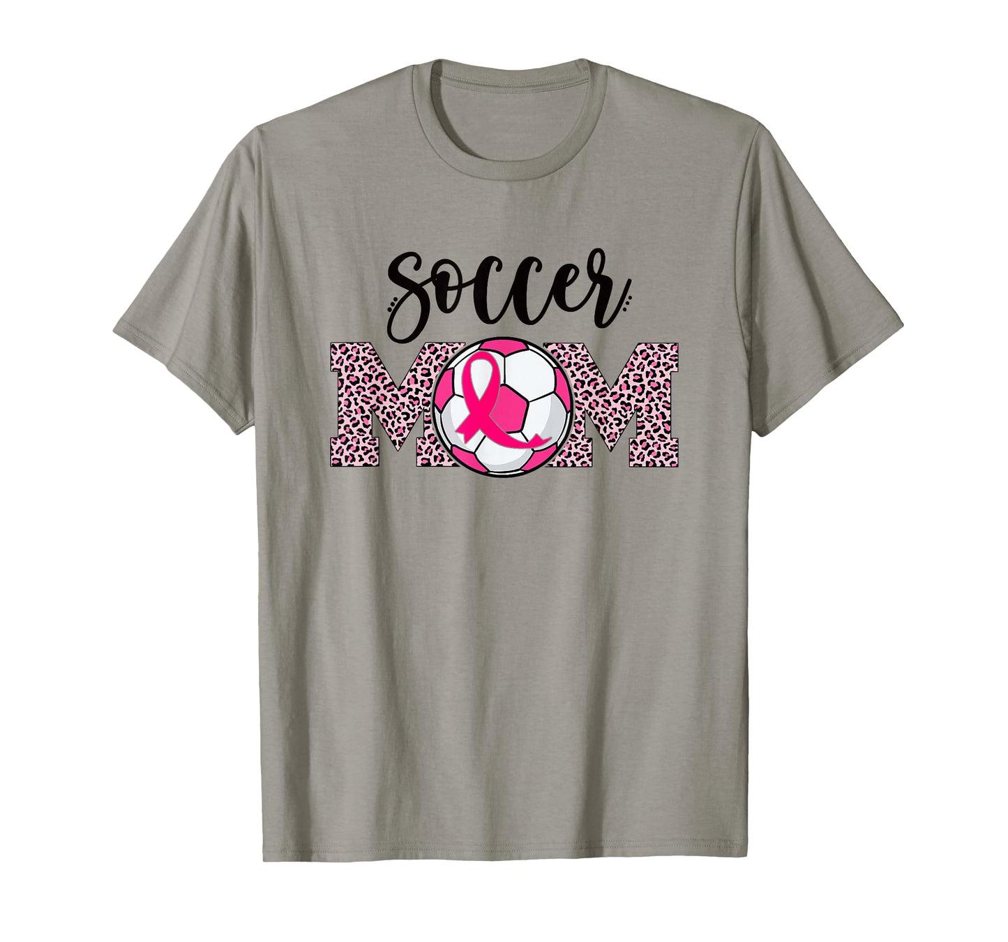 Soccer Mom Breast Cancer Awareness Pink Ribbon Leopard T-Shirt