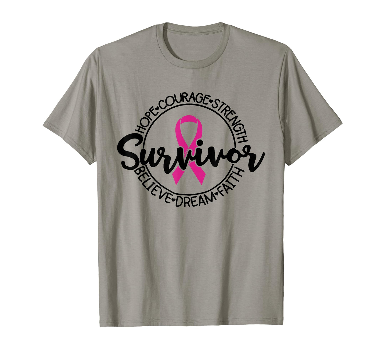 Cancer Awareness Survivor Pink Ribbon Breast Cancer Support T-Shirt