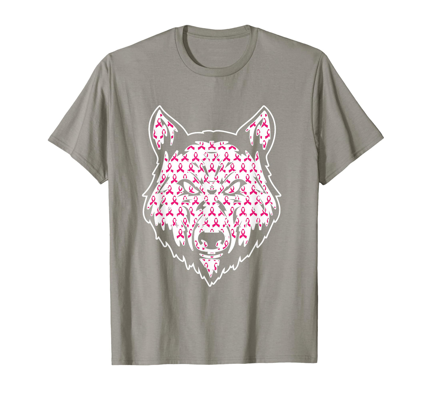 Wolf Pink Ribbon Breast Cancer Awareness Cute Animal Warrior T-Shirt