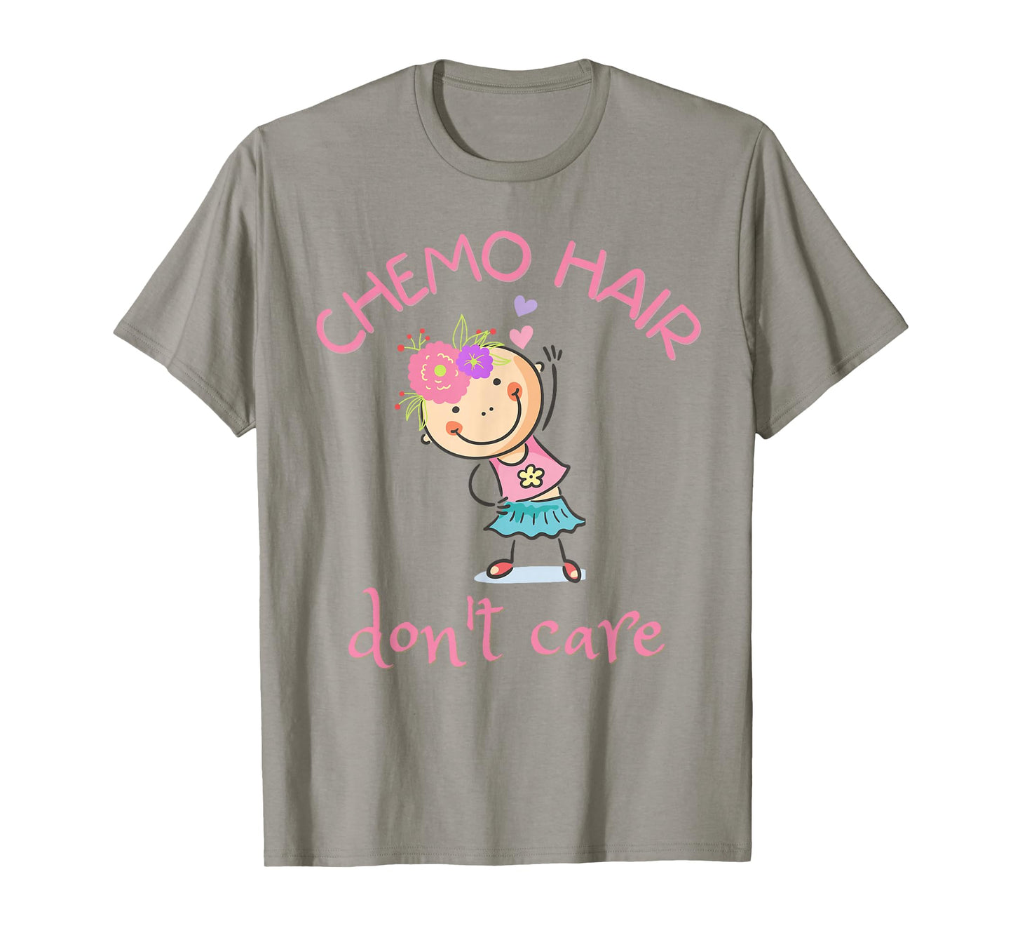 Chemo Hair Don't Care, Cancer Girl Bald Head Flowers T-Shirt