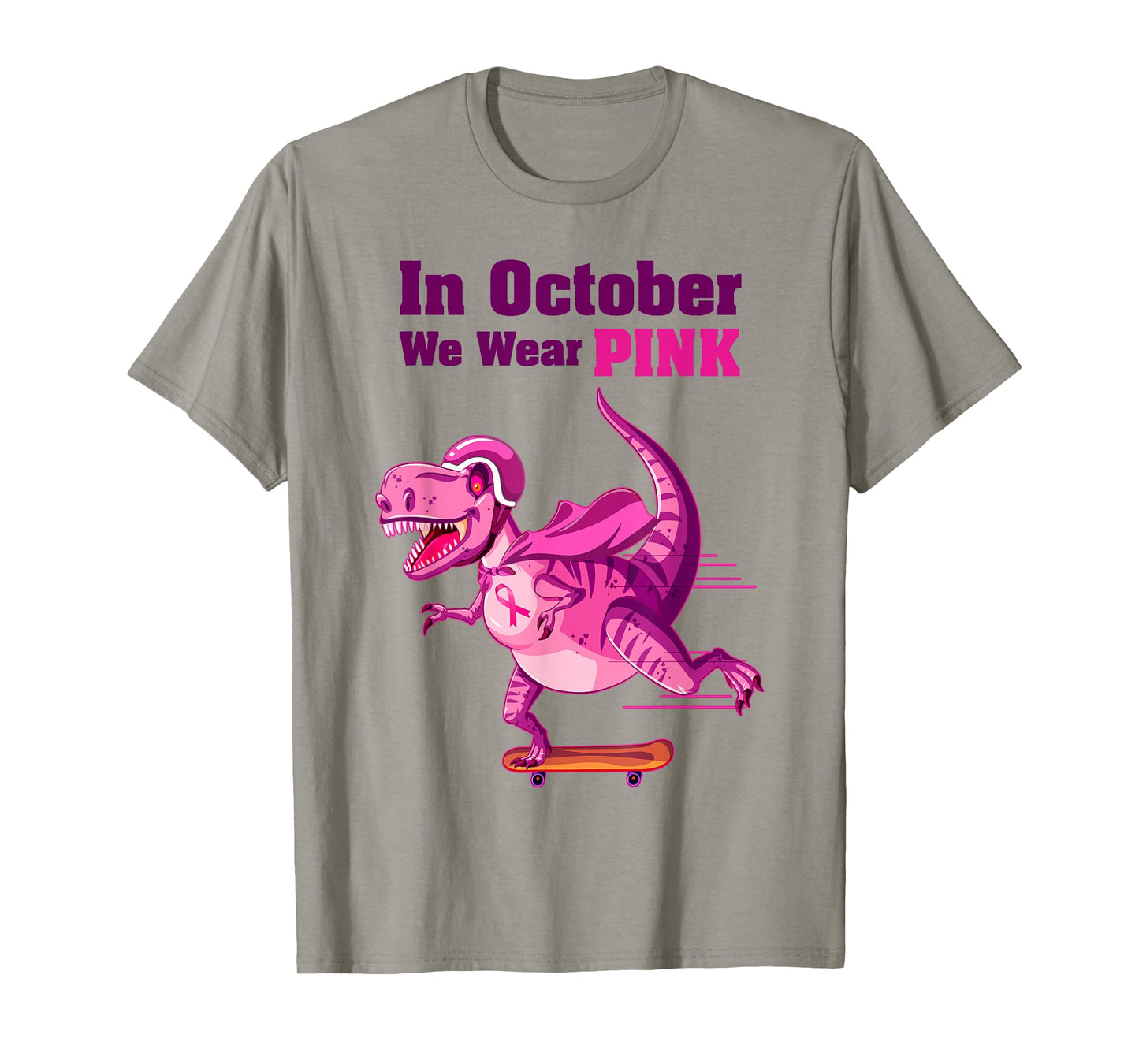 In October We Wear Pink Breast Cancer Trex Dino Kids T-Shirt