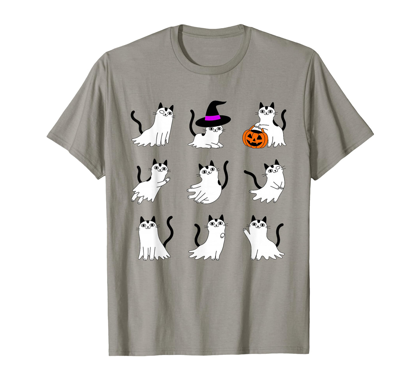 Cute Ghost Cat Funny Halloween Outfit Costumes Black Cat T-Shirt