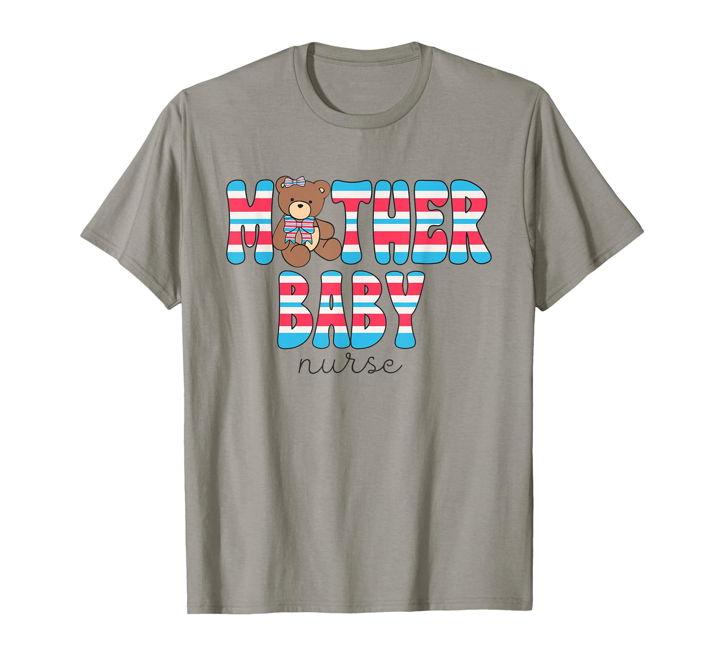 Mother Baby Nurse Bear MBU Blanket Stripe Work Postpartum T-Shirt