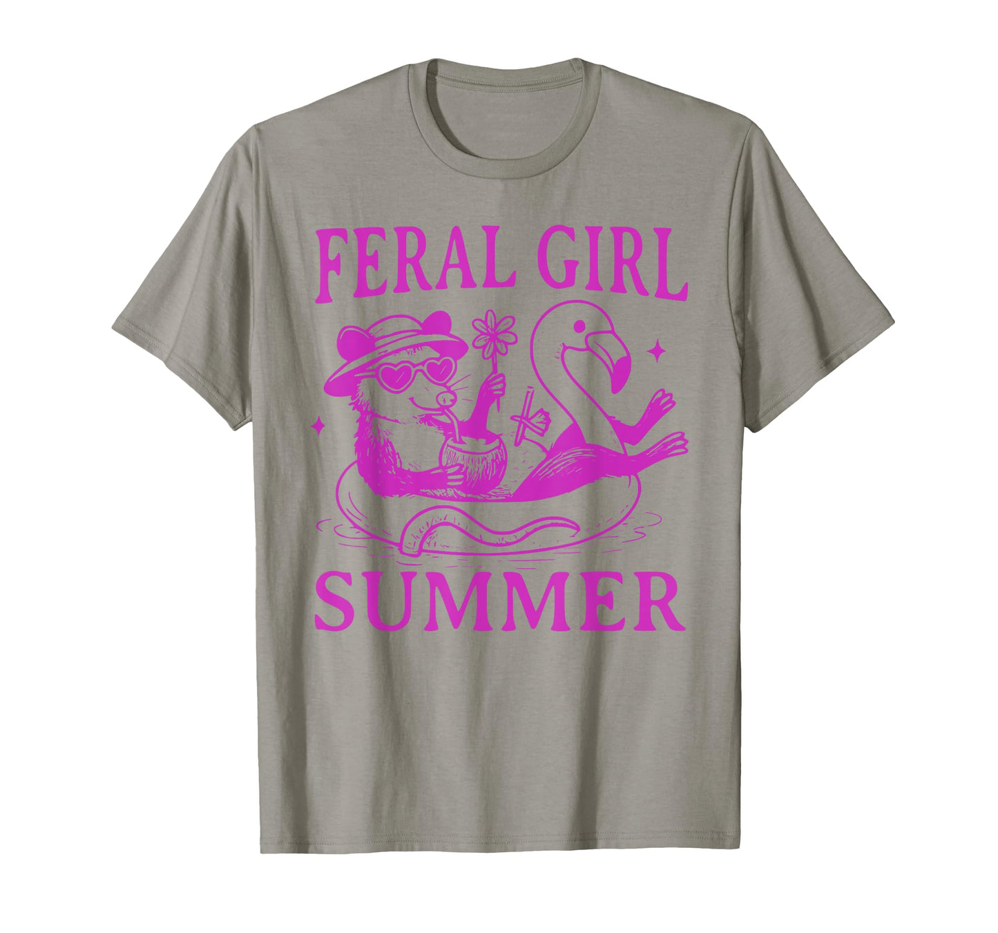 Feral Girl Summer Funny Meme Feral Possum Summer Vacation T-Shirt