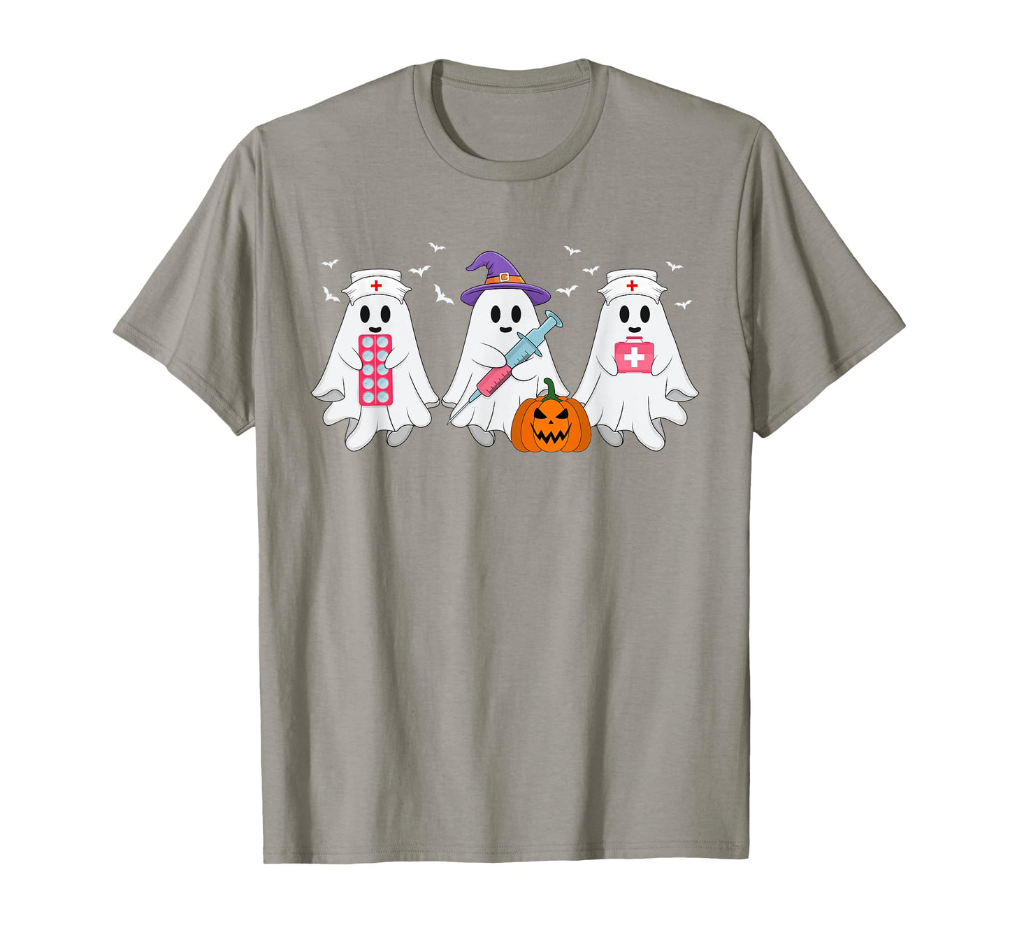 Boo Ghost Nurse Halloween Costume Nursing Scrub Top Women T-Shirt