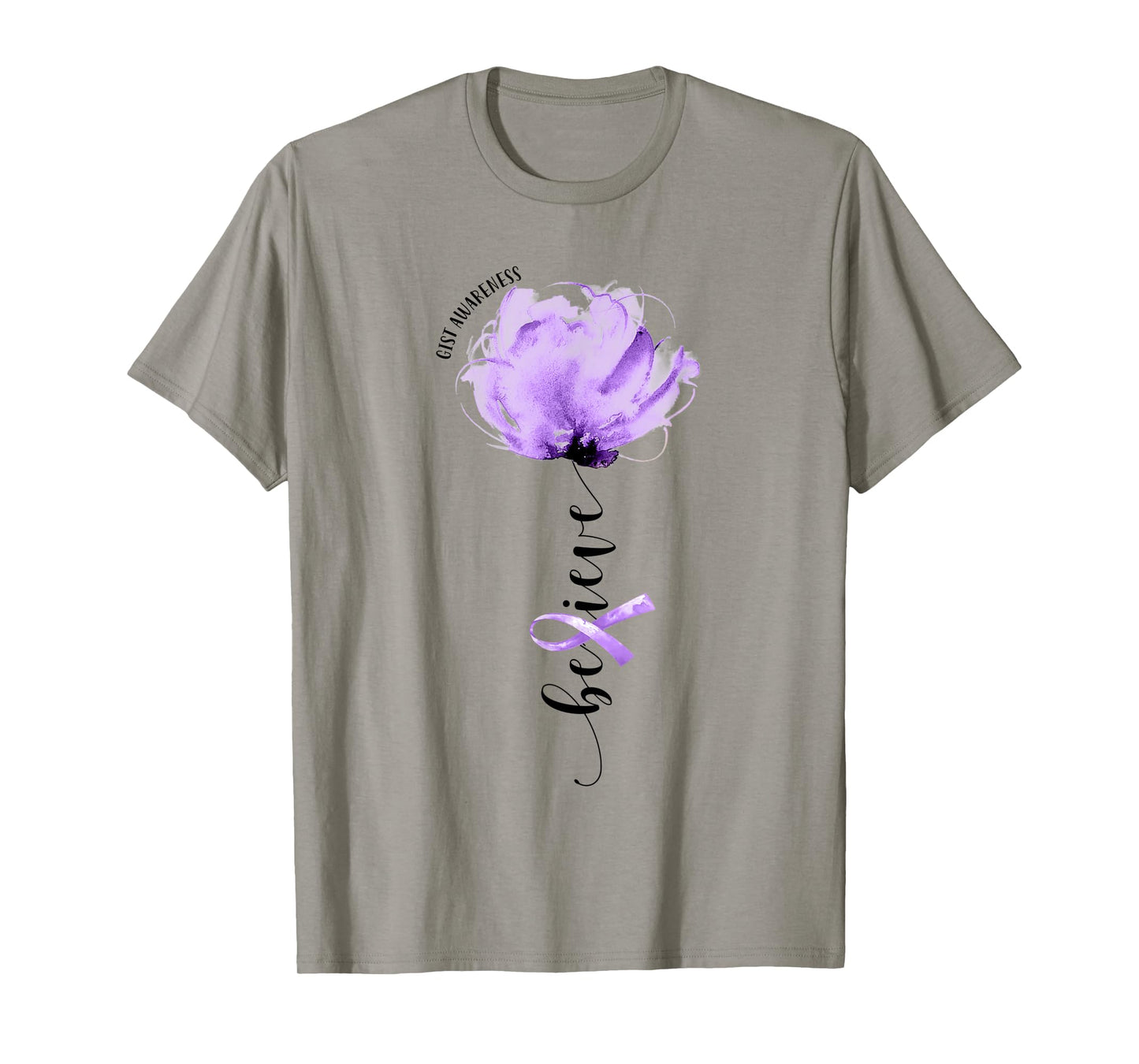 Believe GIST Awareness Purple Ribbon Flower Lovers T-Shirt