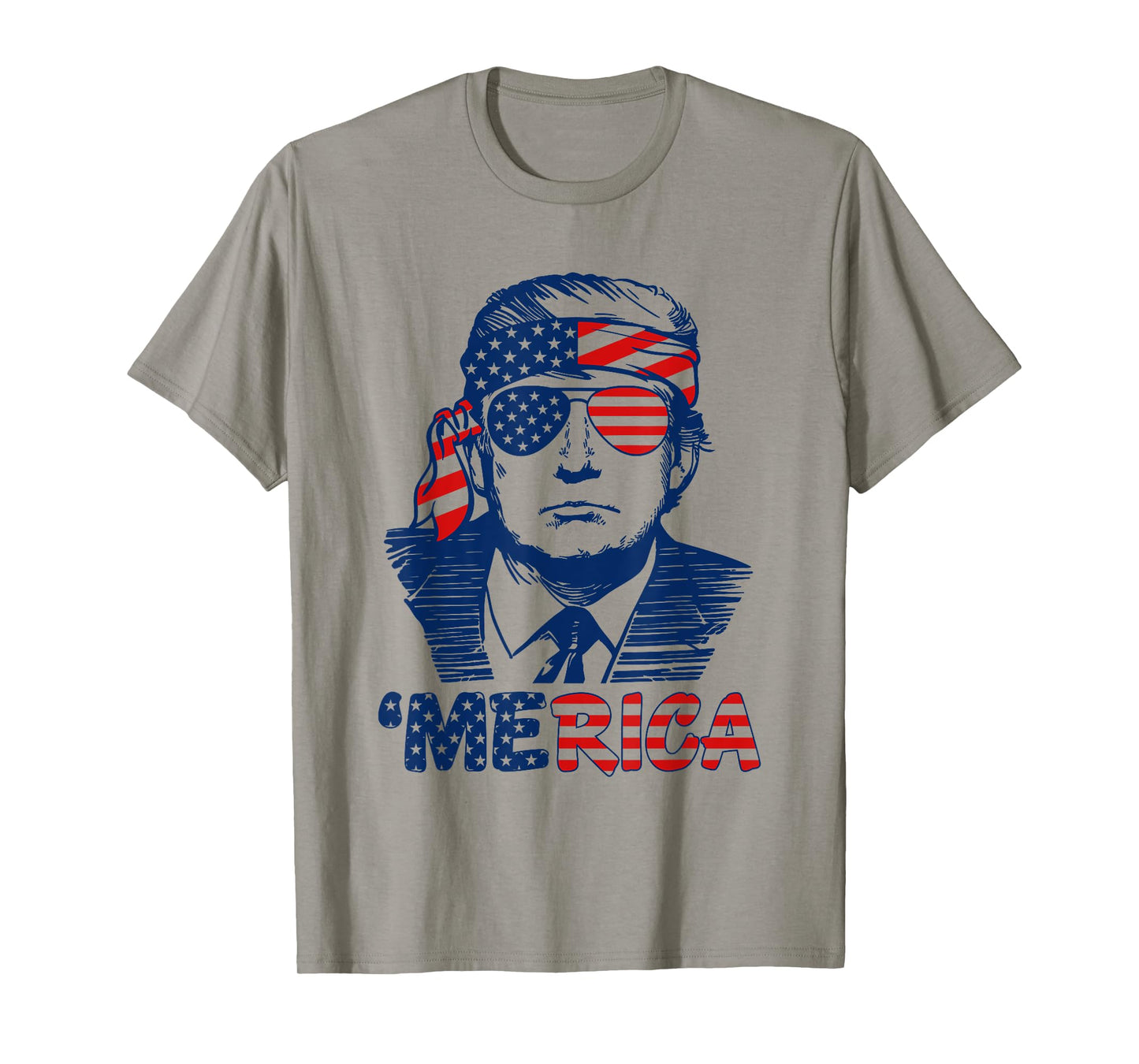 'MERICA TRUMP Happy 4th Of July Trump American Flag Funny Women Men T-Shirt