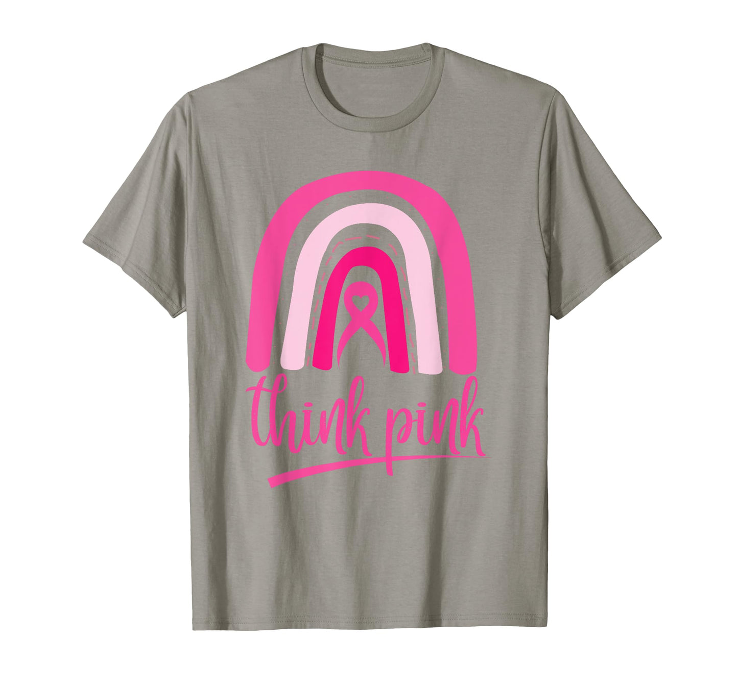 Think Pink Ribbon Rainbow Breast Cancer Awareness Awareness T-Shirt