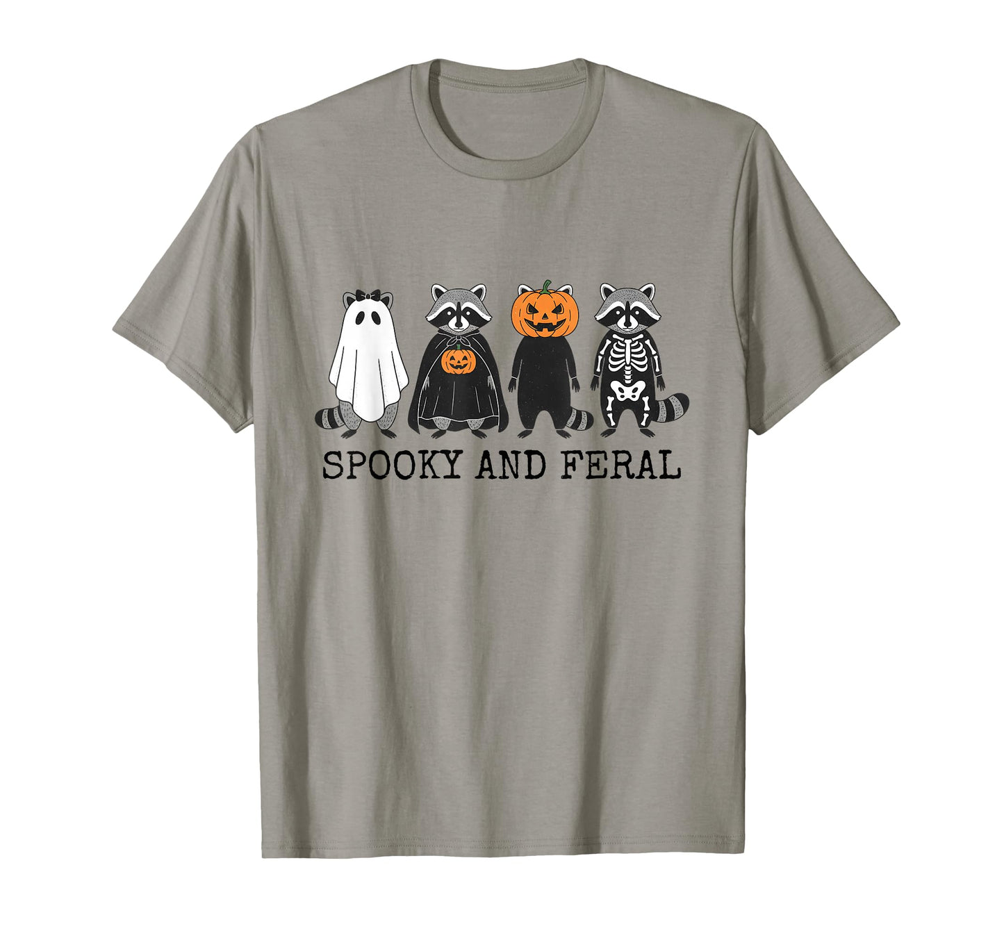 Spooky and Feral Girl Funny Halloween Cute Raccoon Men Women T-Shirt