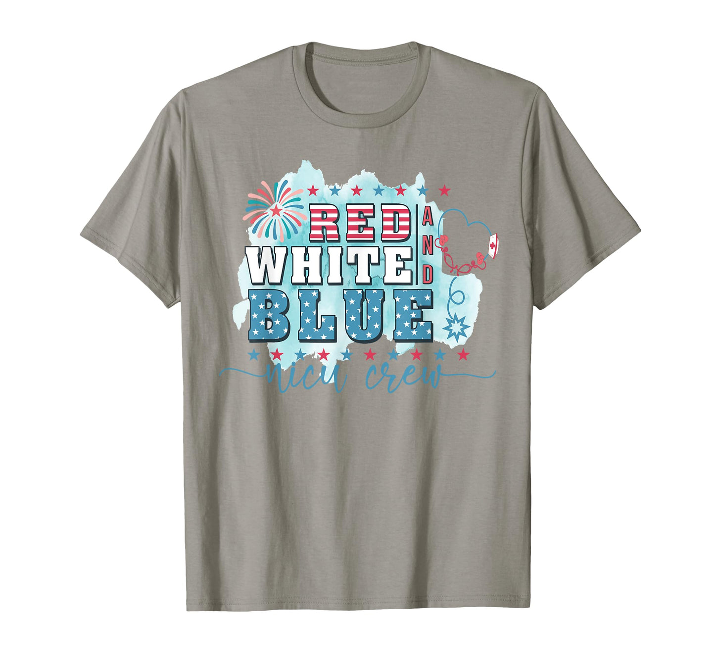 Red White Blue Nicu Nurse Crew 4th Of July Nicu Nursing T-Shirt for Women Men