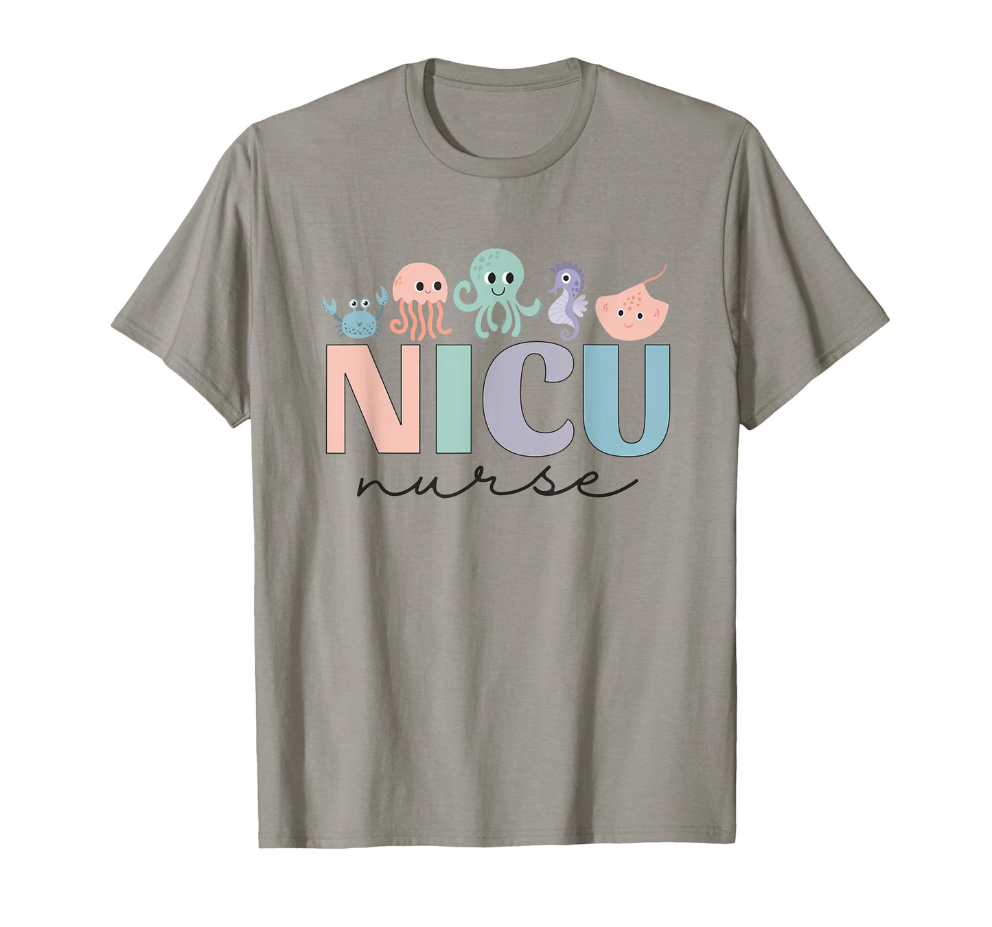 NICU Ocean Sea Animals Neonatal Intensive Care Unit Nurse T-Shirt