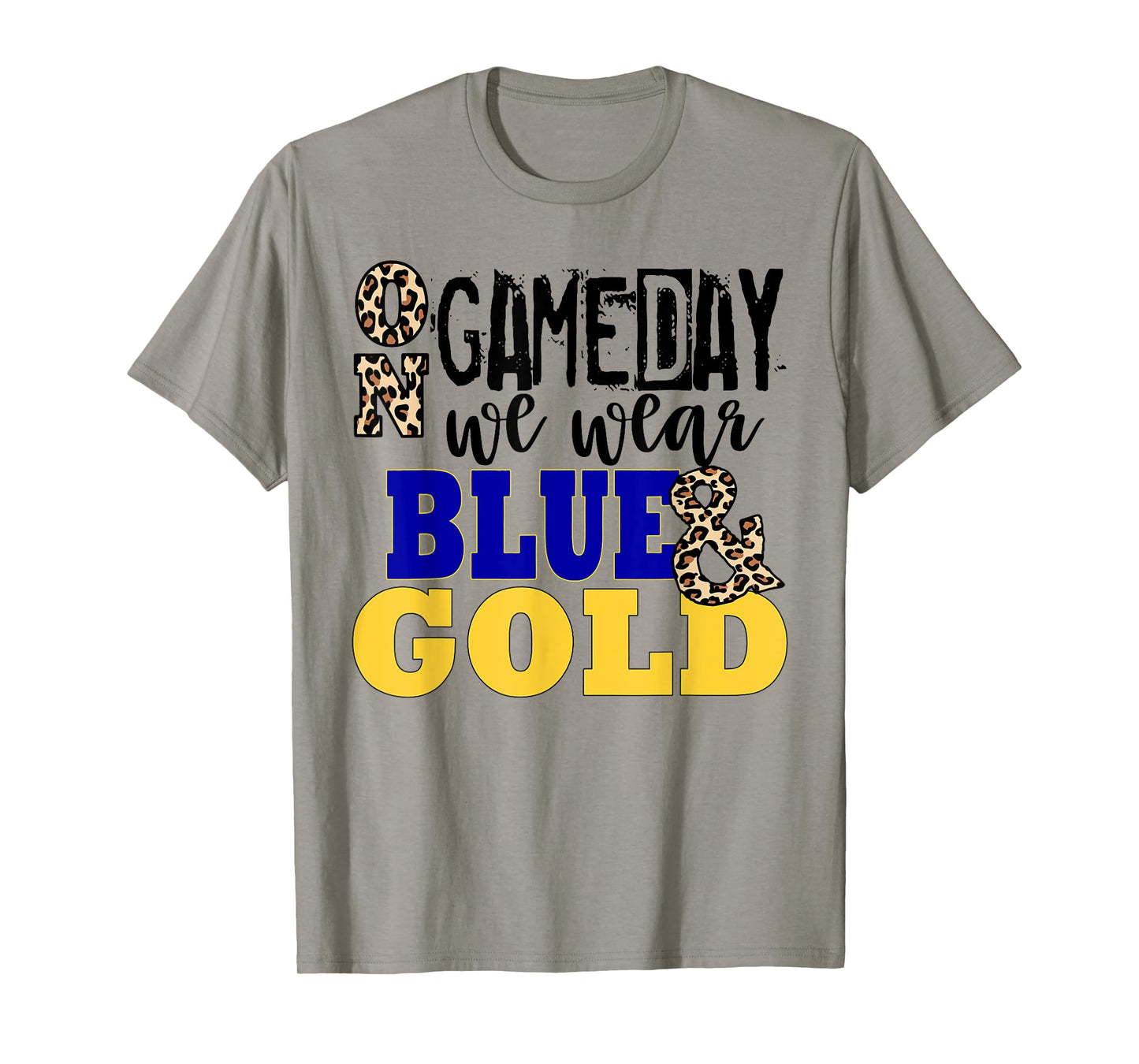 Leopard Print On Gameday We Wear Blue & Gold Funny T-Shirt