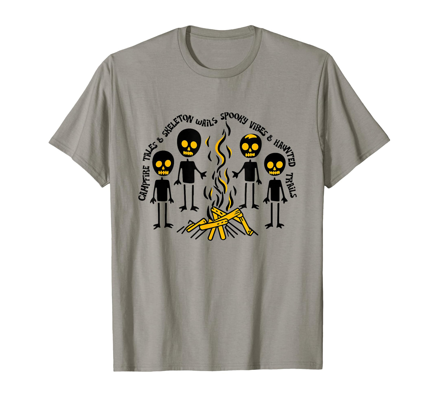 Skeleton Campfire Halloween Spooky Camping Crew Skeleton T-Shirt