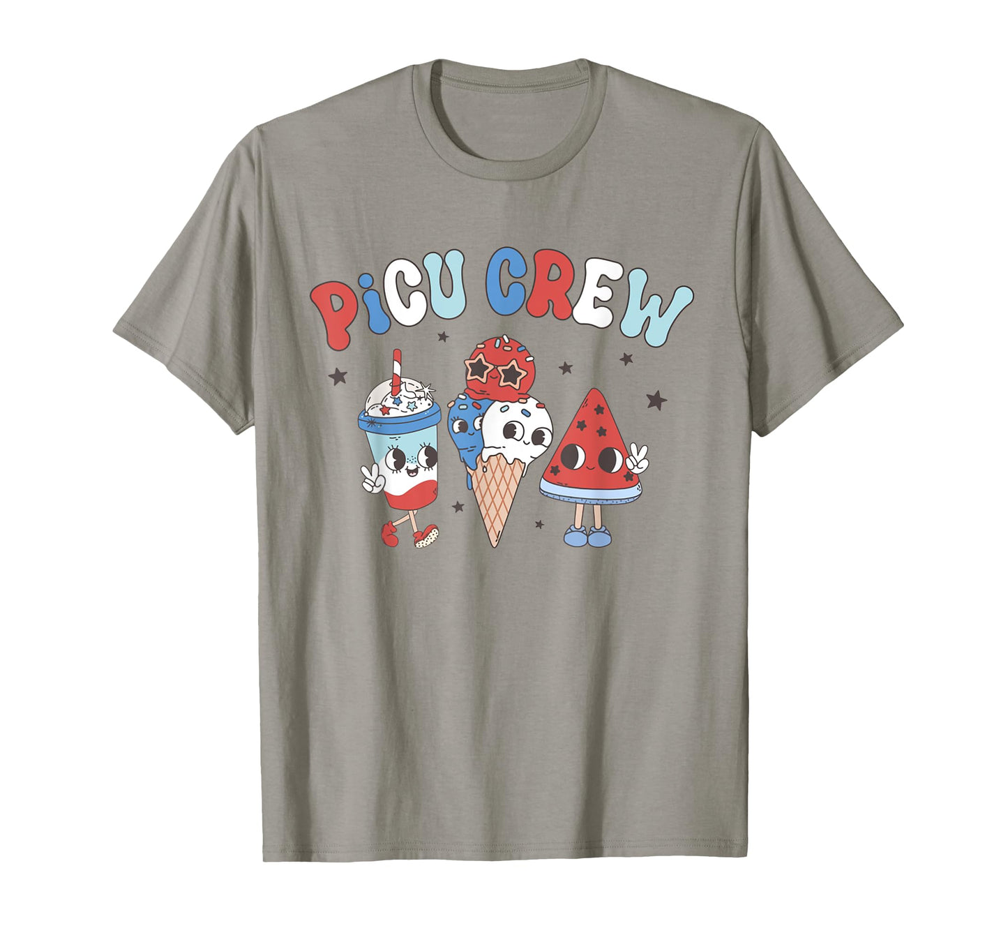 Retro PICU Nurse 4th Of July Popsicle American PICU Squad T-Shirt
