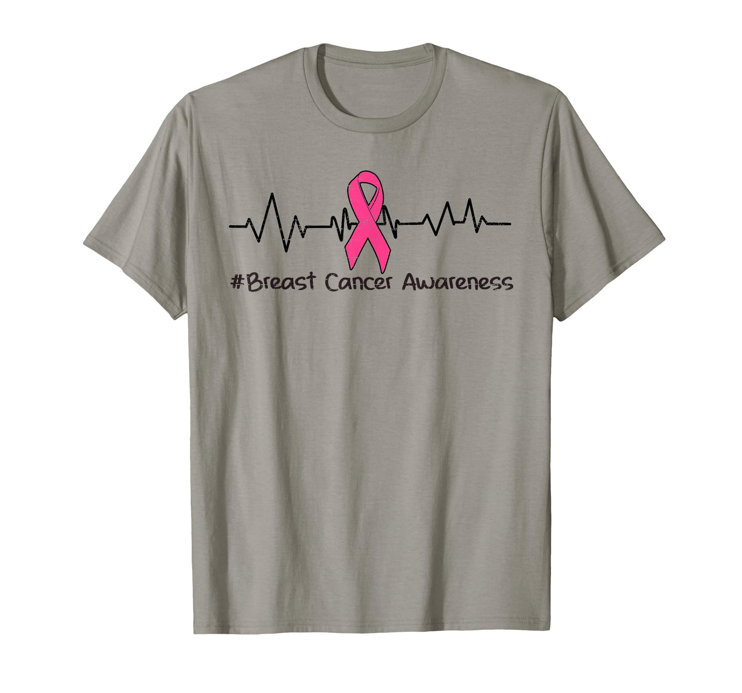 Breast Cancer Awareness Heartbeat Pink Ribbon Women Girl Kid T-Shirt