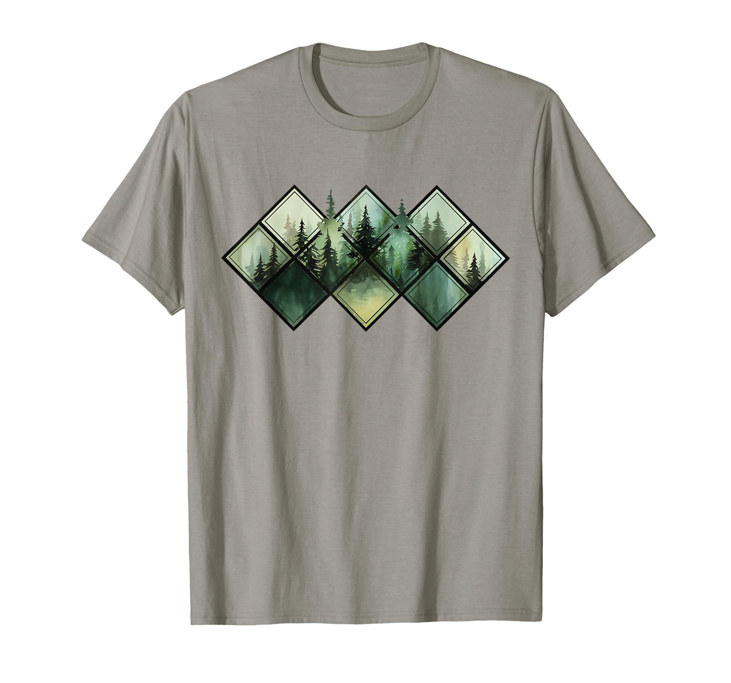 Trees Nature Mountains Wildlife Windows Watercolor Forest T-Shirt