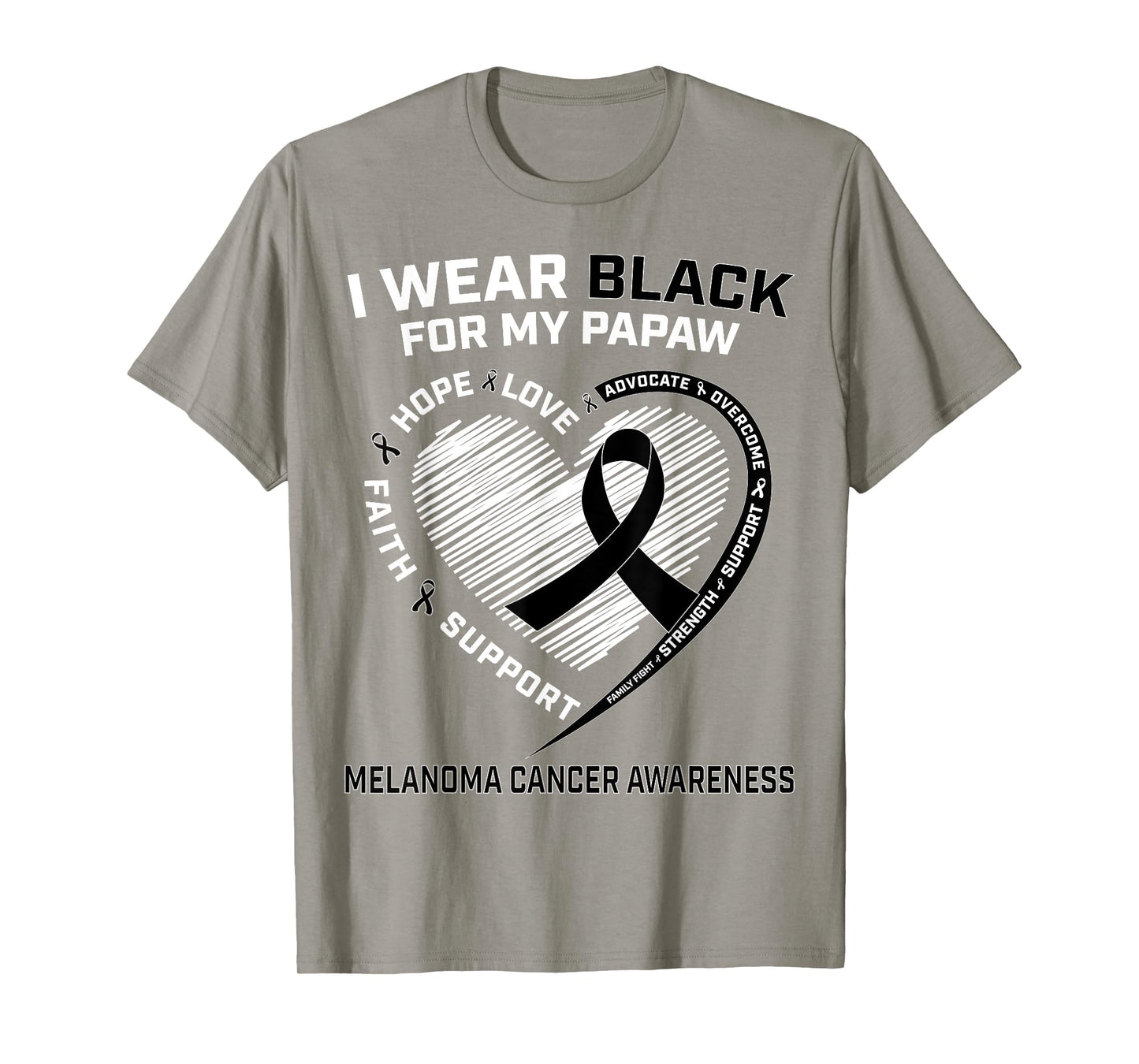 I Wear Black For My Papaw Melanoma Skin Cancer Awareness T-Shirt