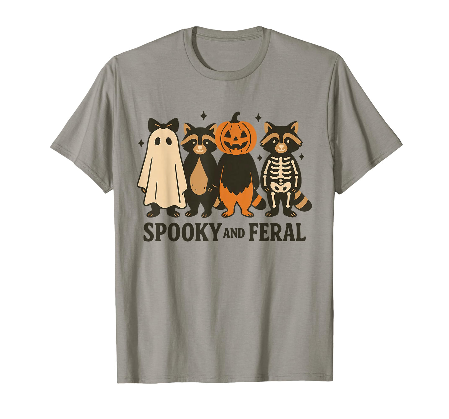 Spooky and Feral Raccoon Halloween Costume Graphic T-Shirt
