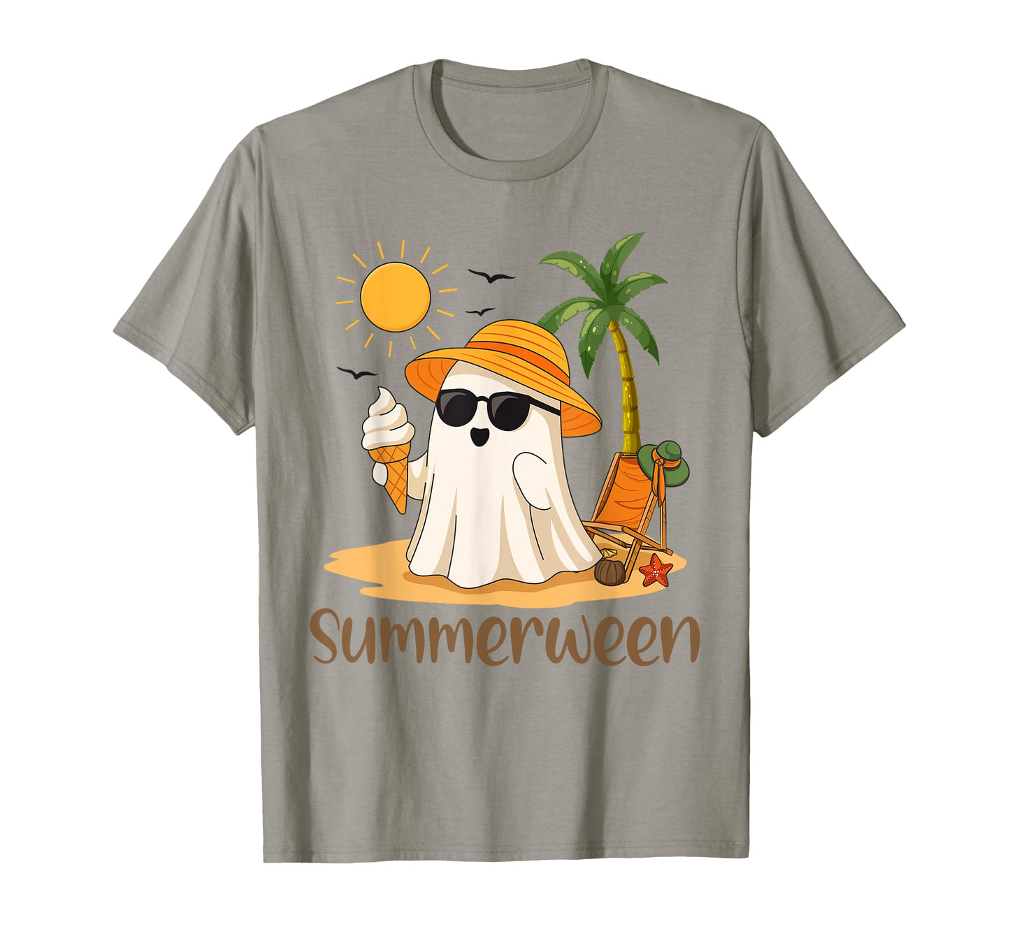 Ghost Beach Summer Vacation Spooky Fall Boo Ghost Halloween T-Shirt