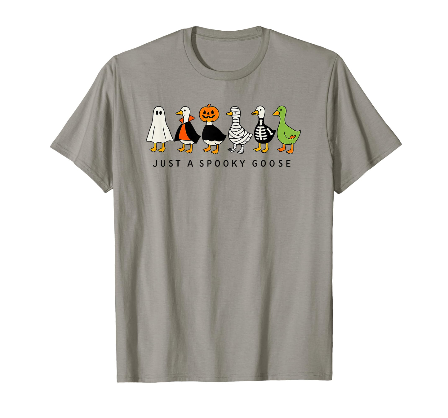 Halloween Goose Spooky Ghost Pumpkin Skeleton T-Shirt