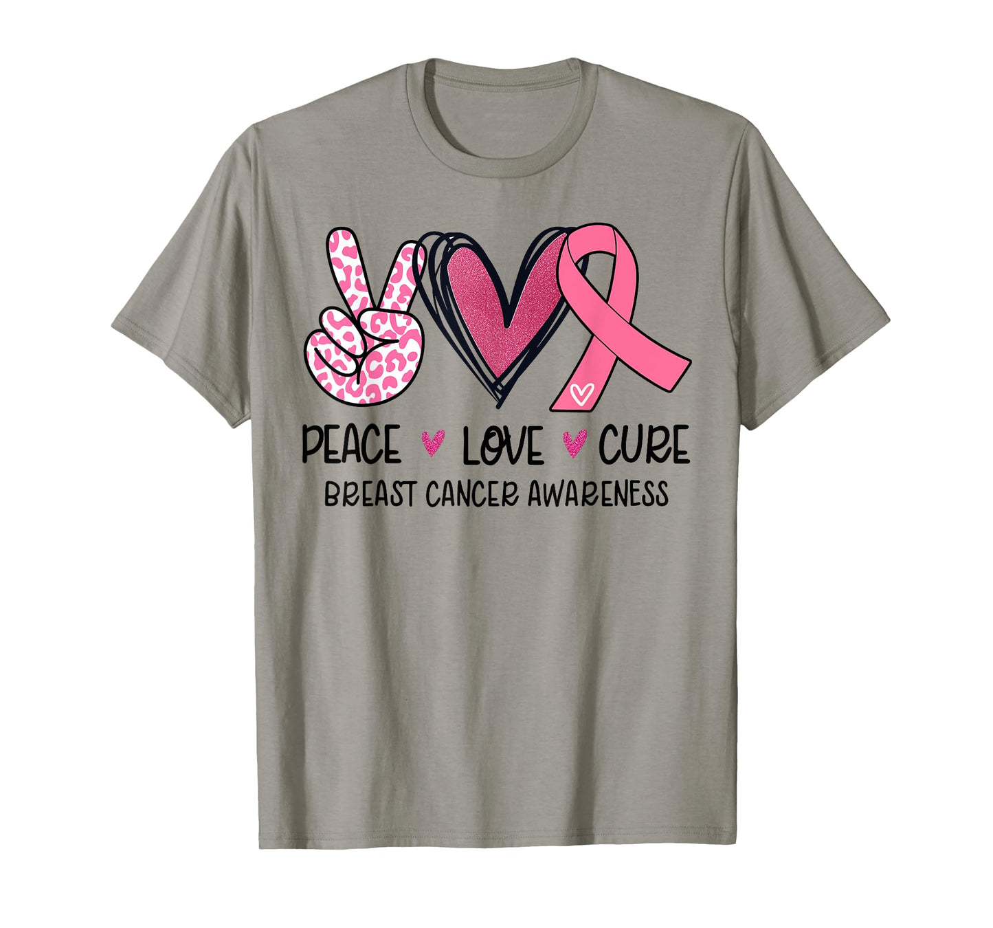Peace Love Cure Breast Cancer Awareness Pink T-Shirt