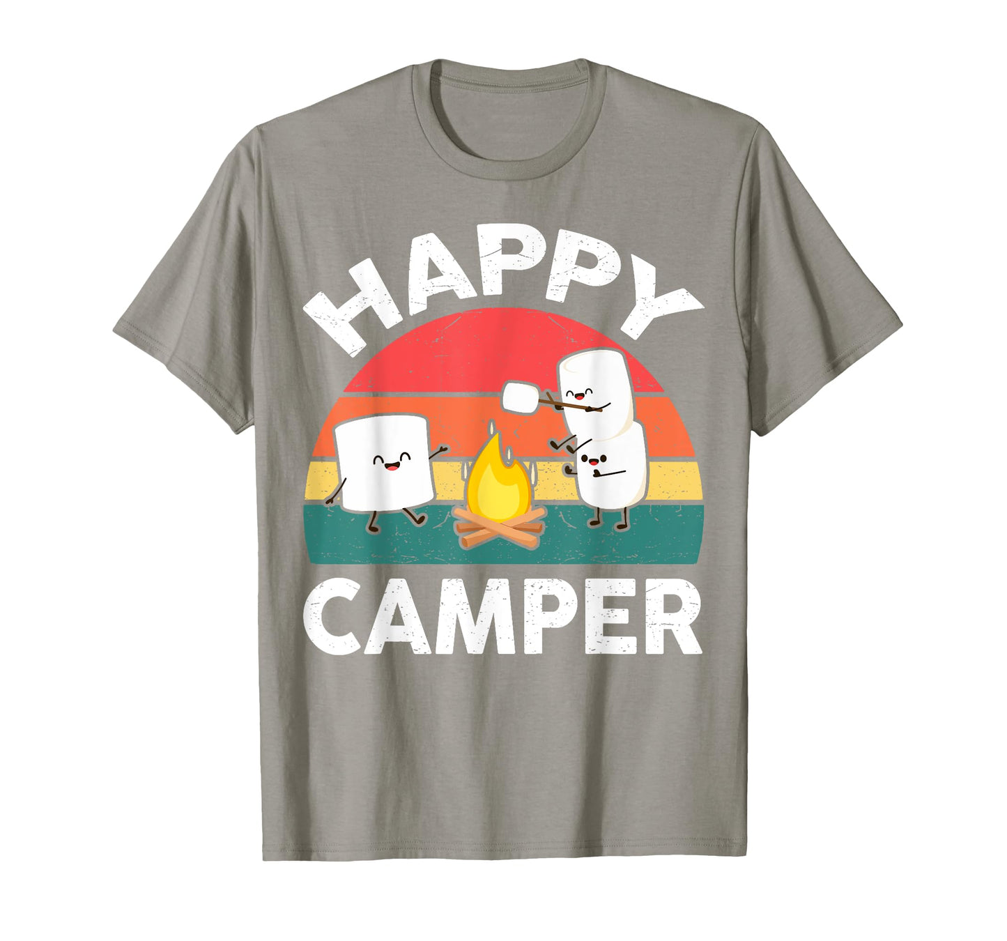 Funny Happy Camper Kids Boy Girl Toddler Marshmallow Camping T-Shirt