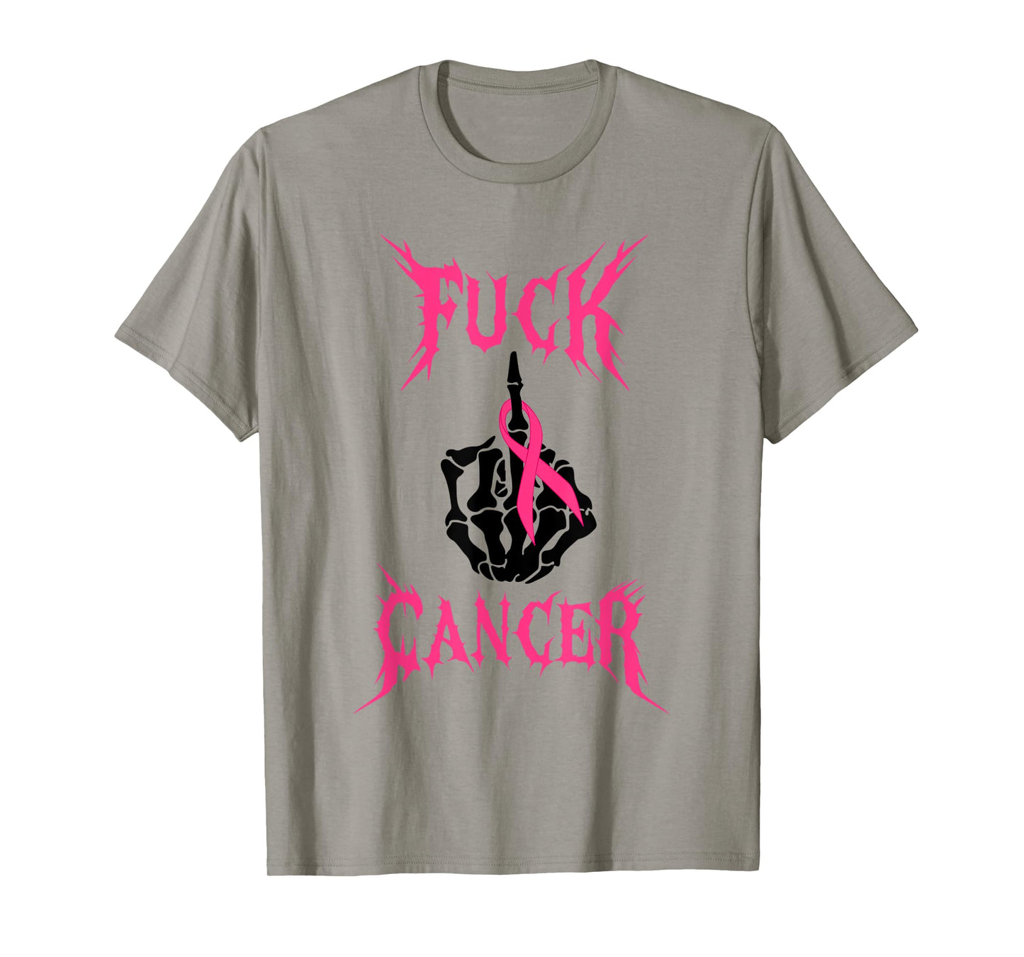 Fuck Cancer Rock Tattoos Warrior Pink Ribbon Breast Cancer T-Shirt