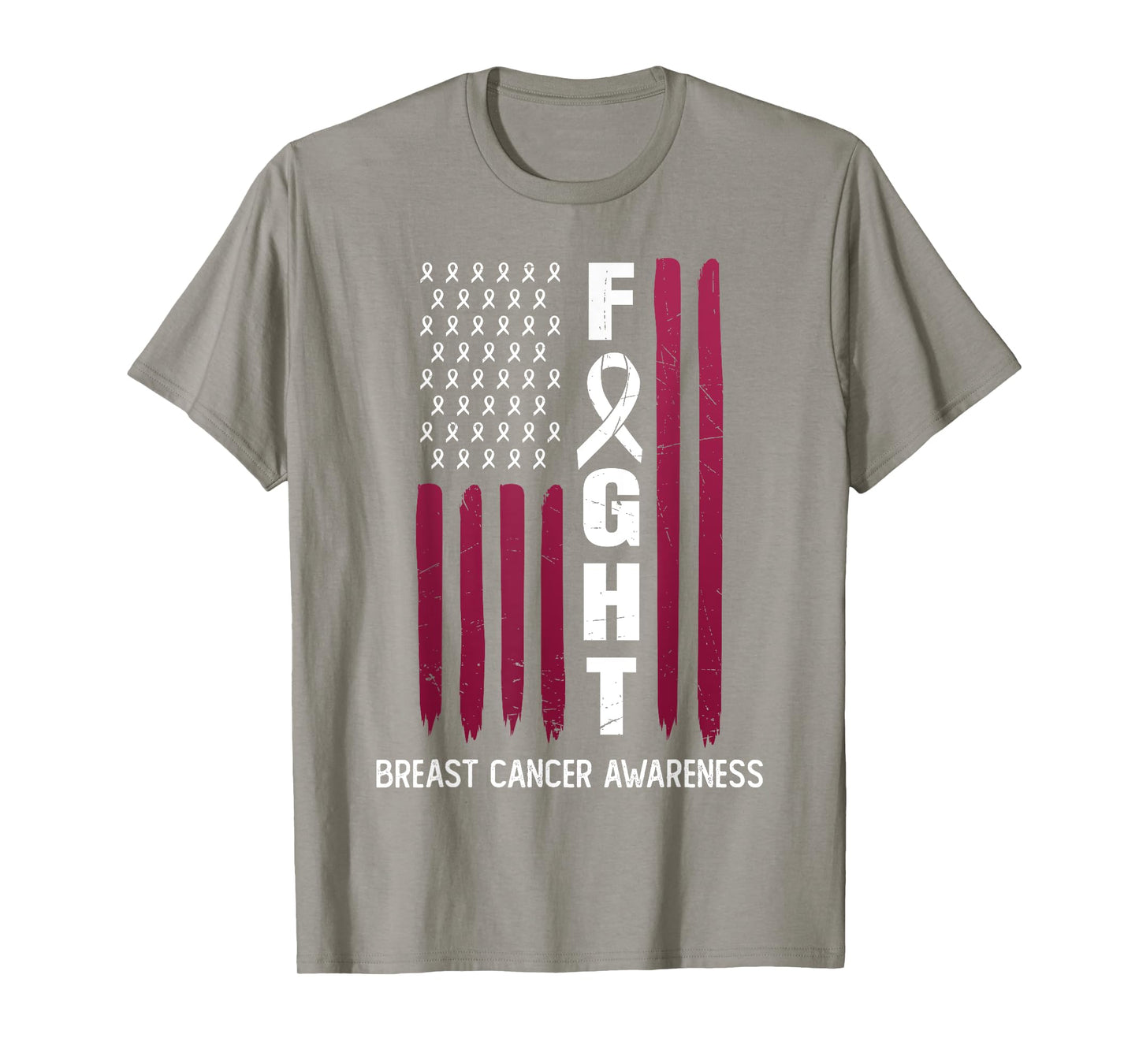 USA Pink Flag Breast Cancer Awareness Month - On Front T-Shirt