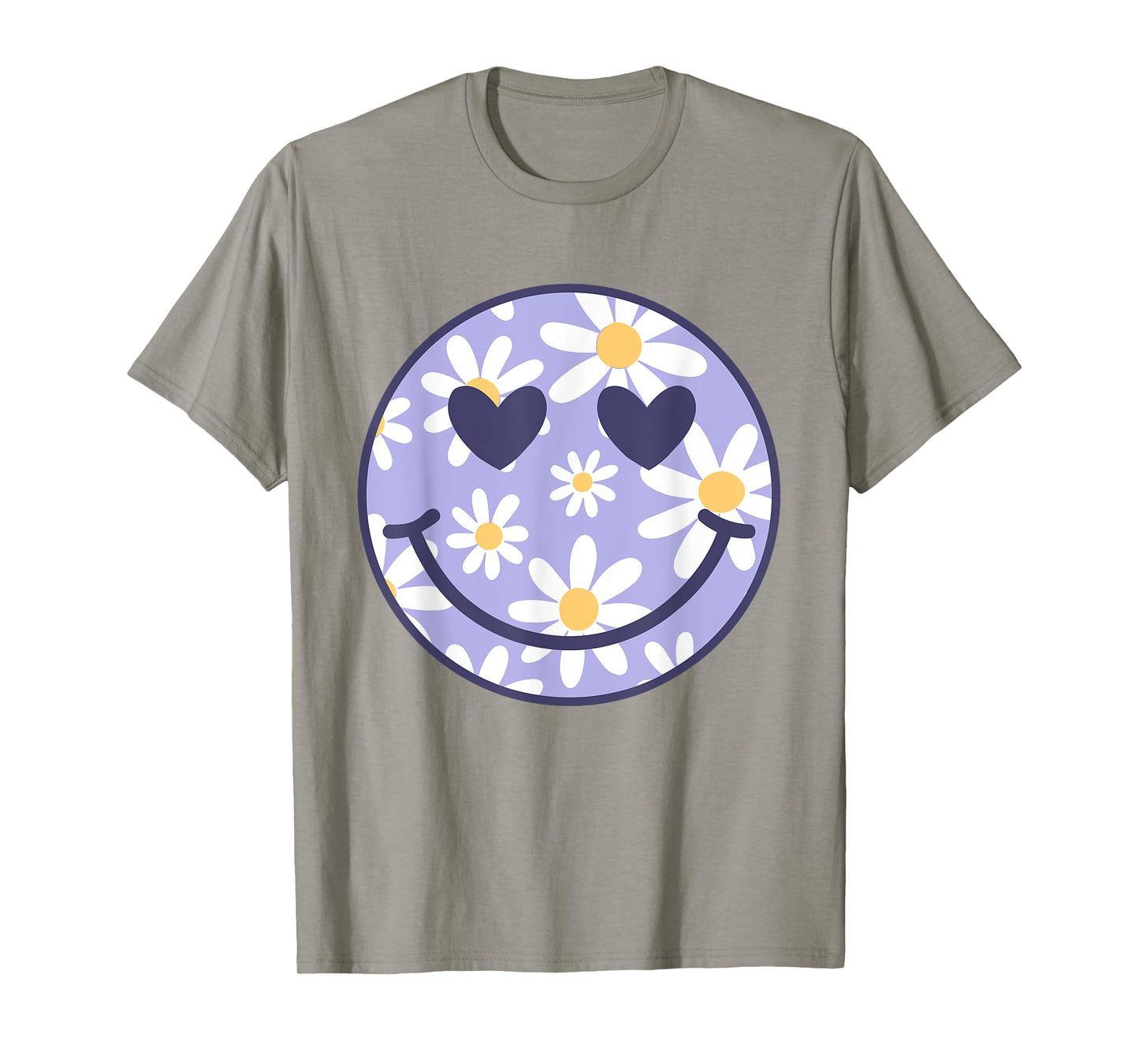 Retro Purple Happy Face Checkered Pattern Smile Face Trendy T-Shirt