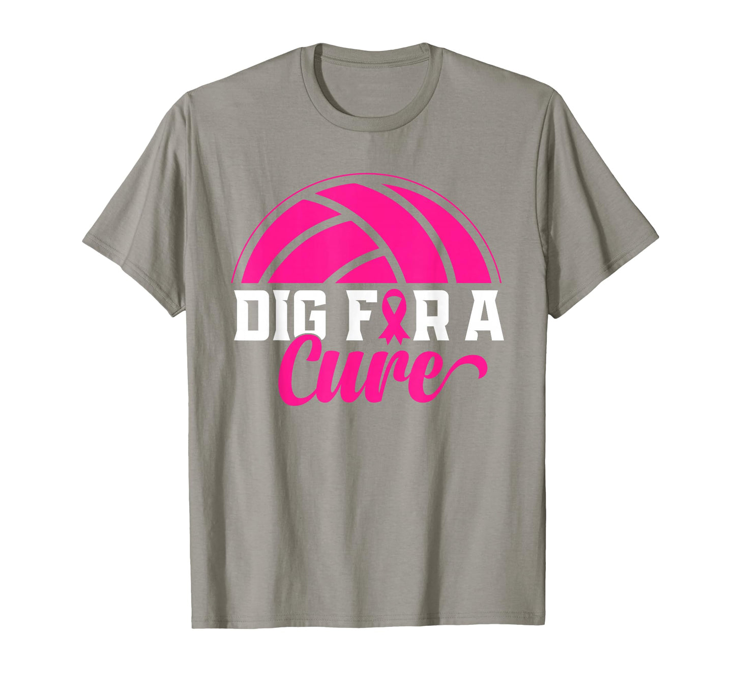 Dig For A Cure Breast Cancer Awareness Volleyball Pink Print T-Shirt