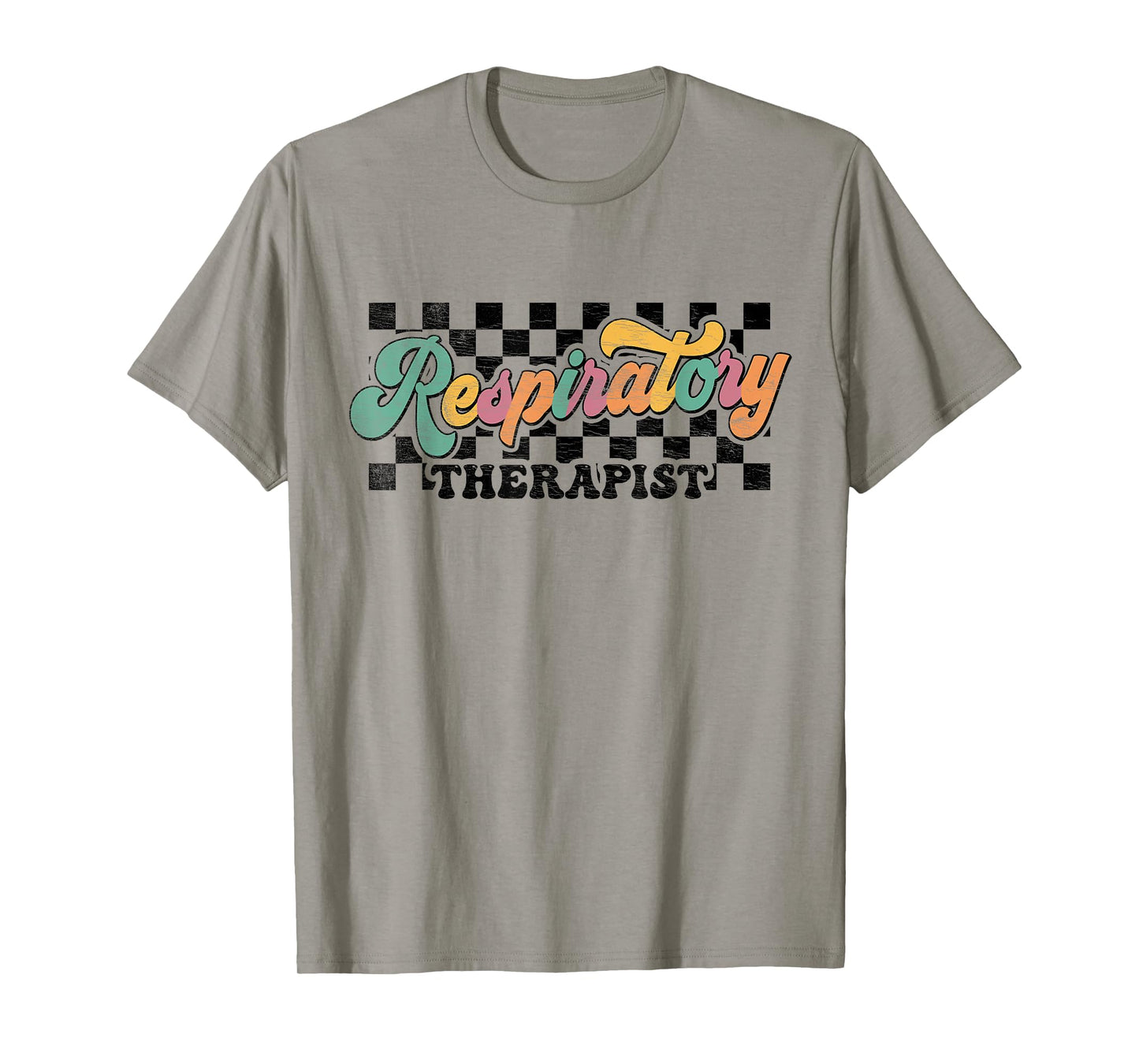 Nurse Appreciation Nursing Team Staff Crew Squad Respiratory Therapist Week Women Retro Checkered Vintage T-Shirt, Small, White