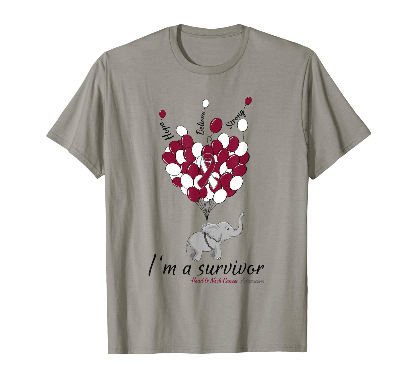 Elephant I'm a Survivor Heart Head & Neck Cancer Awareness T-Shirt