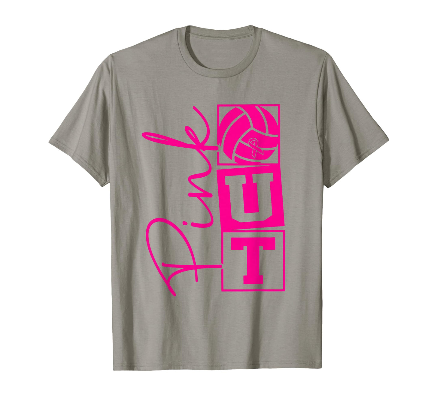 Volleyball Pink Out Breast Cancer Awareness Pink Ribbon T-Shirt
