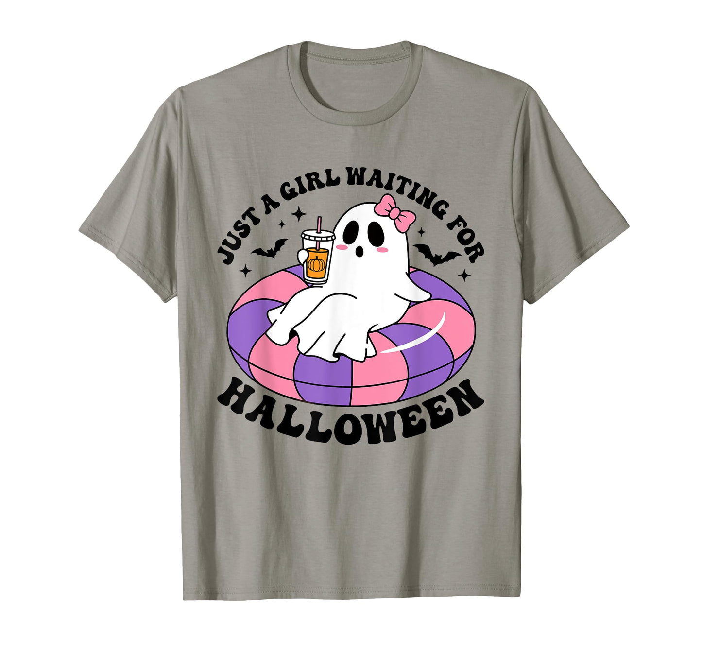 Just A Girl Waiting For Halloween Ghost Spooky Vibe Summer T-Shirt