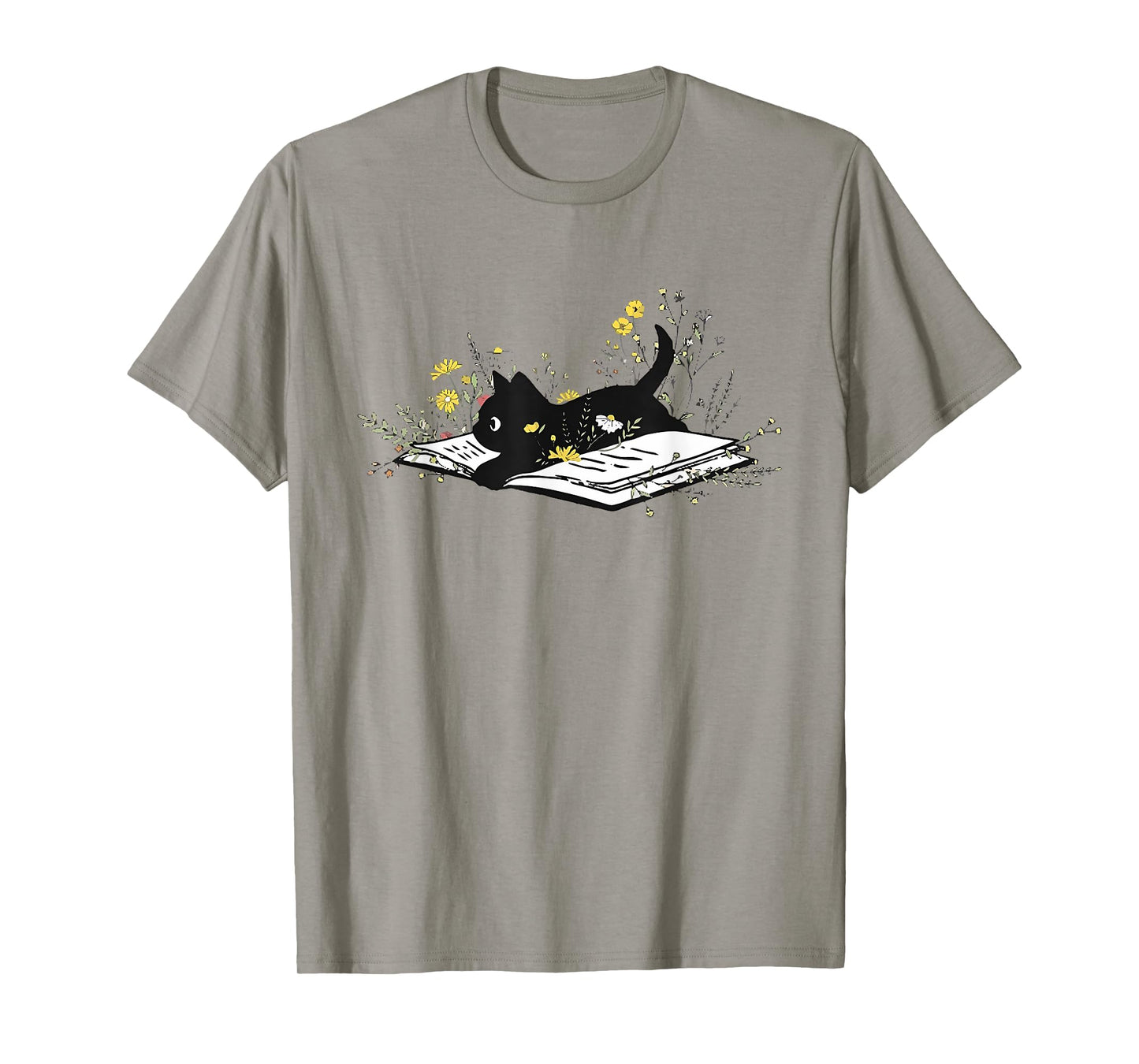Cute Book Black Cat Book Lover Floral Teacher Life Women T-Shirt