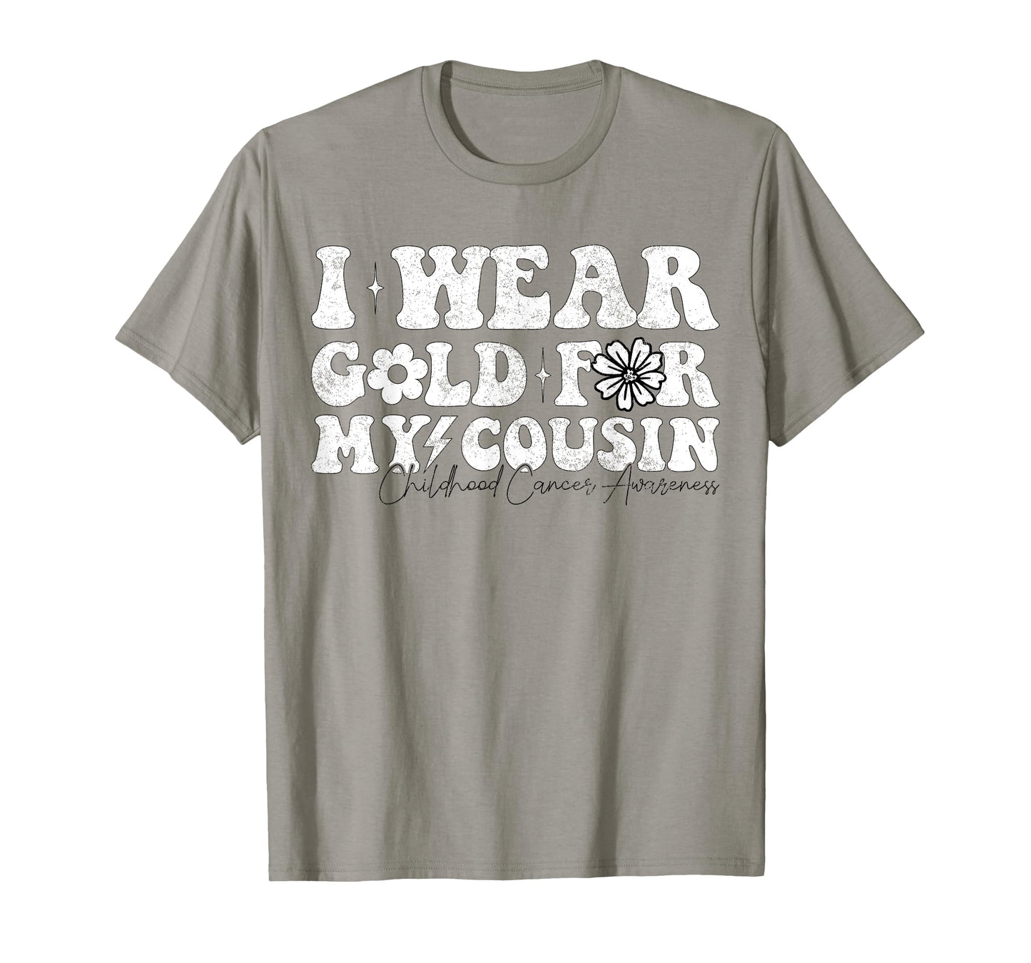 Groovy I Wear Gold For My cousin Cancer Awareness Ribbon T-Shirt