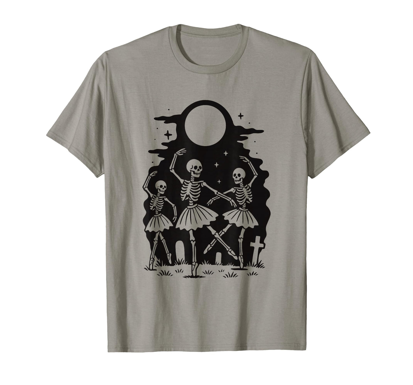 Moonlit Skeleton Ballerinas Gothic Dance Design T-Shirt