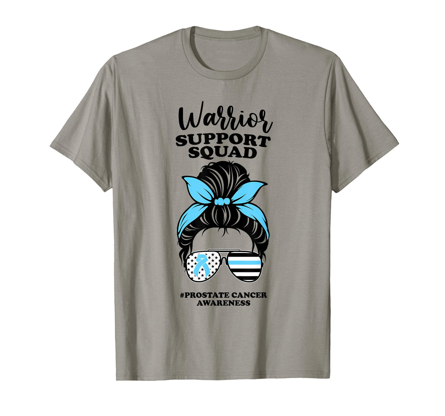 Prostate Cancer Awareness Ribbon Messy Bun Support Squad T-Shirt