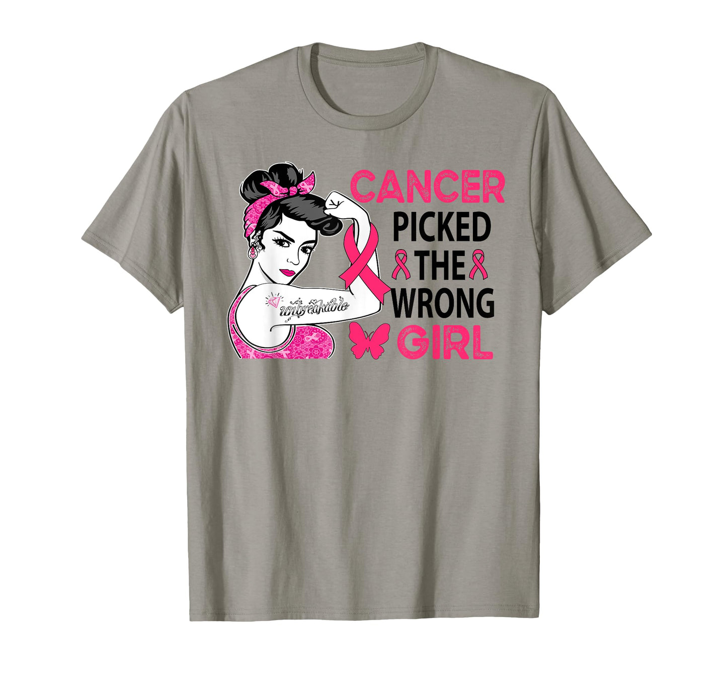 Cancer Picked The Wrong Girl Breast Cancer Awareness Women T-Shirt